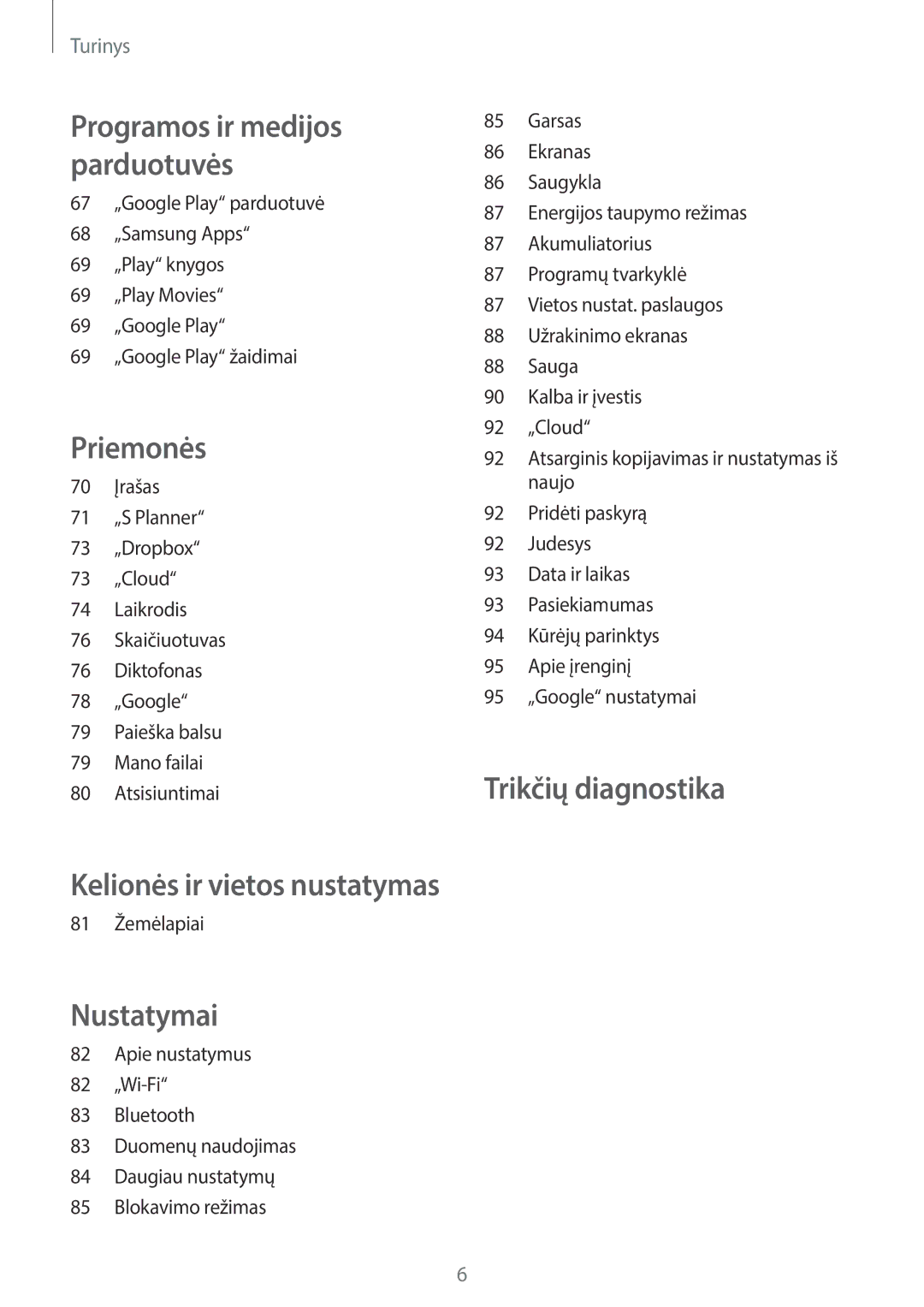 Samsung GT-S6790ZWYSEB, GT-S6790PWNSEB, GT-S6790MKNSEB manual Programos ir medijos parduotuvės, 81 Žemėlapiai 