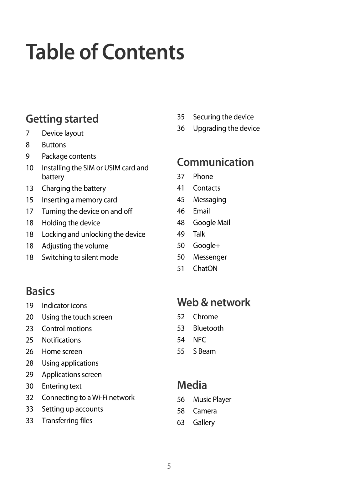 Samsung GT-S6790MKNSFR, GT-S6790ZWYSEB, GT-S6790PWNTPH, GT-S6790MKNDBT, GT-S6790PWNDBT, GT-S6790PWNSEB manual Table of Contents 