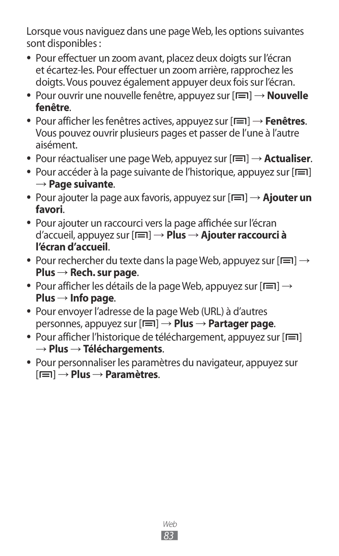 Samsung GT-S6802HKABGL manual → Page suivante, Plus → Info, Pour afficher l’historique de téléchargement, appuyez sur 