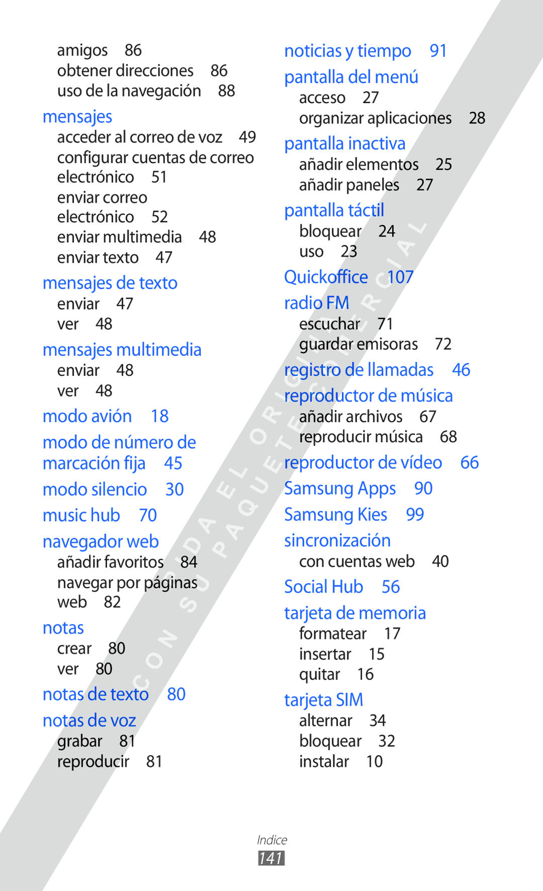 Samsung GT-S6802CWAPHE, GT-S6802CWADBT, GT-S6802ZKAXEO, GT-S6802CWACOA manual 141 