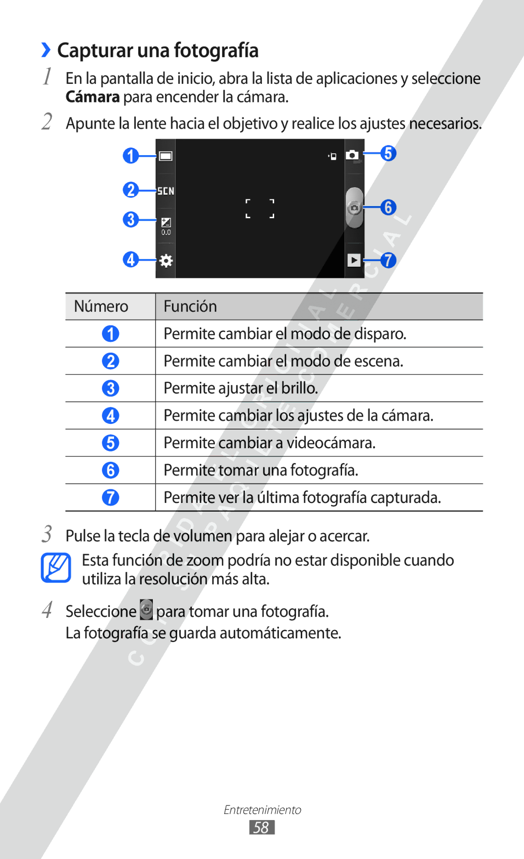 Samsung GT-S6802ZKAXEO, GT-S6802CWADBT, GT-S6802CWAPHE, GT-S6802CWACOA manual ››Capturar una fotografía 