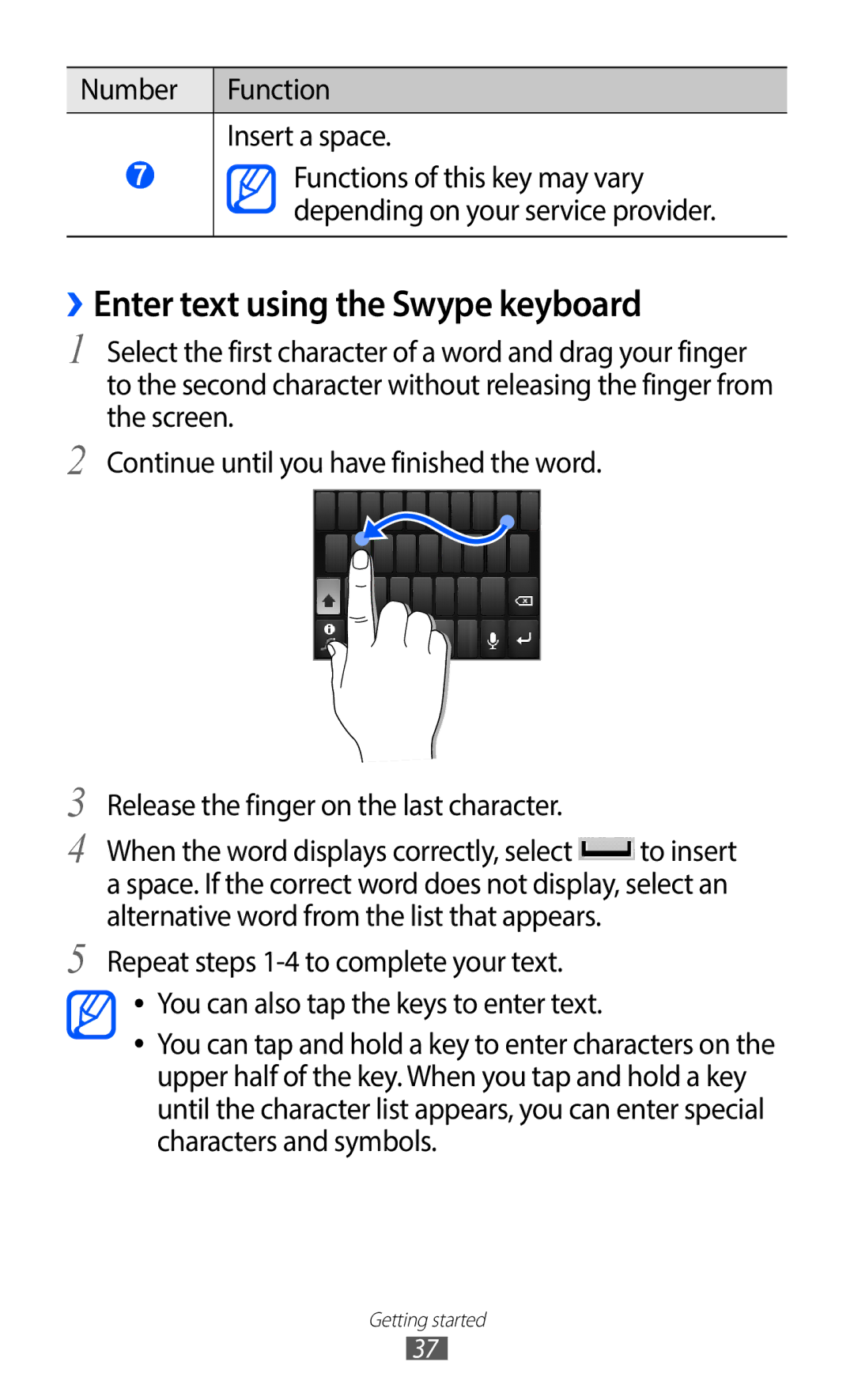 Samsung GT-S6802TIZSER, GT-S6802CWADBT, GT-S6802HKADBT, GT-S6802HKAXEF, GT-S6802CWAPHE ››Enter text using the Swype keyboard 