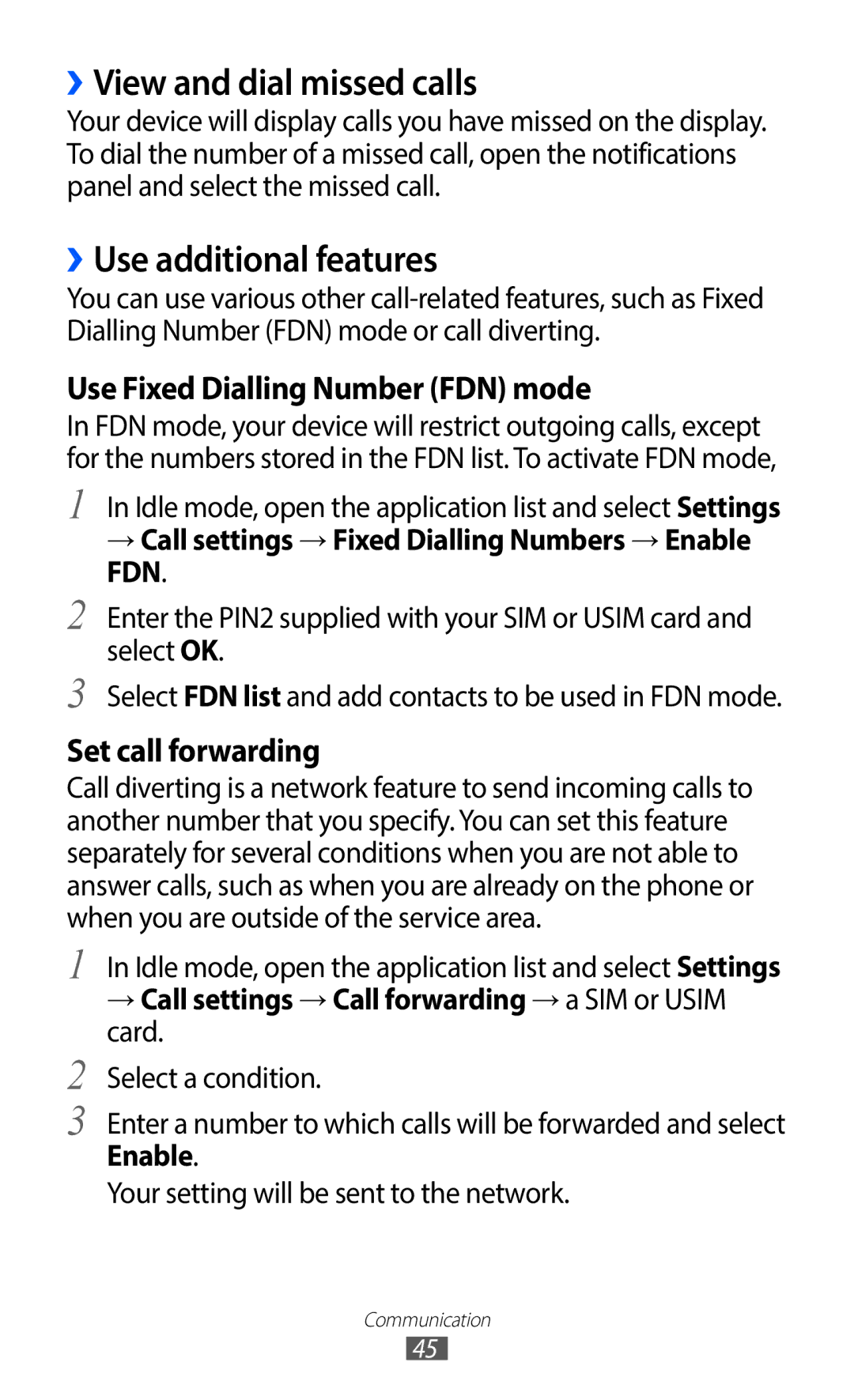 Samsung GT-S6802CWAPHE, GT-S6802CWADBT, GT-S6802HKADBT manual ››View and dial missed calls, ››Use additional features 