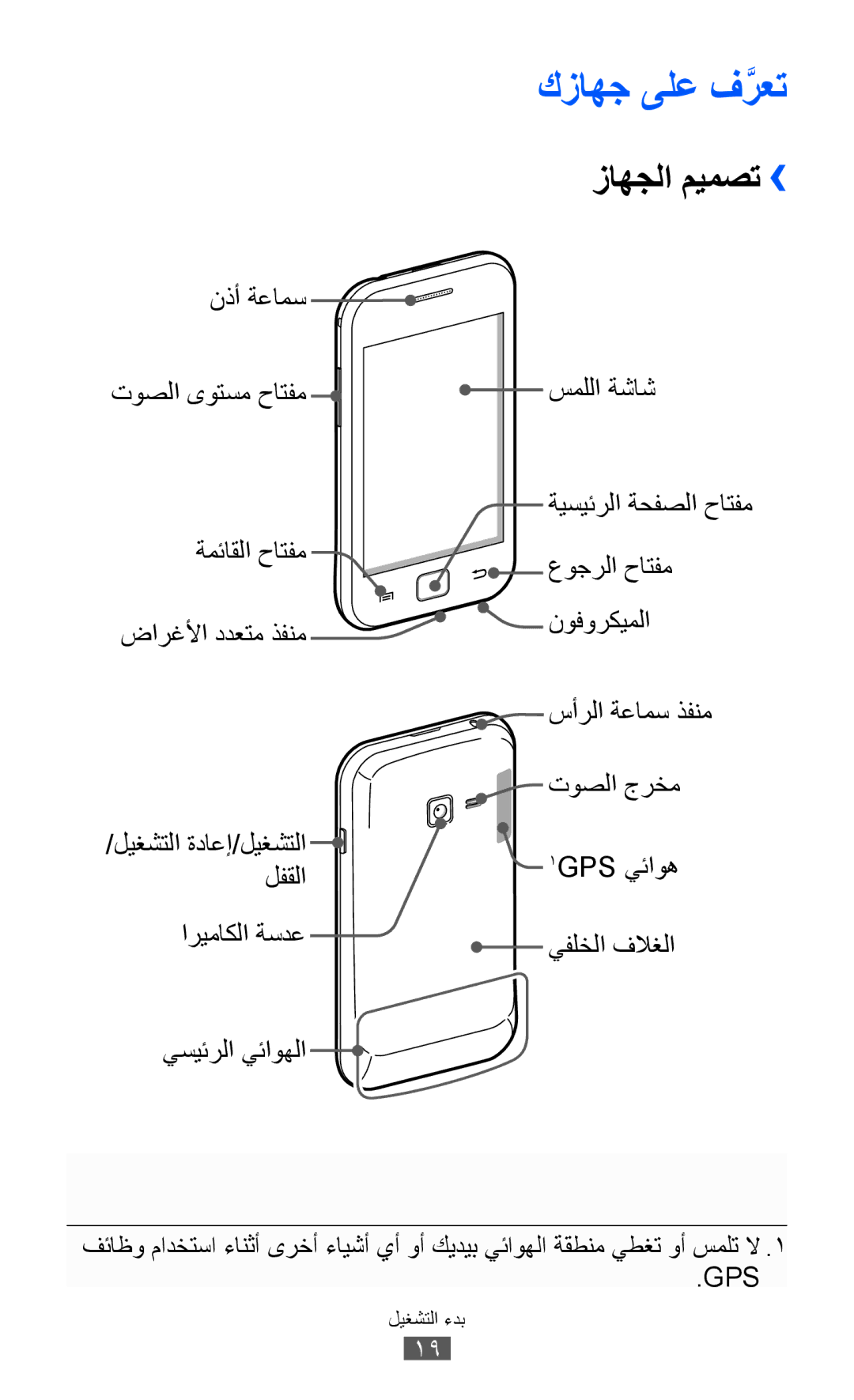 Samsung GT-S6802ZKAKSA, GT-S6802CWAMRT, GT-S6802HKACAC, GT-S6802HKAMRT, GT-S6802ZIACAC manual كزاهج ىلع فرعتَّ, زاهجلا ميمصت›› 