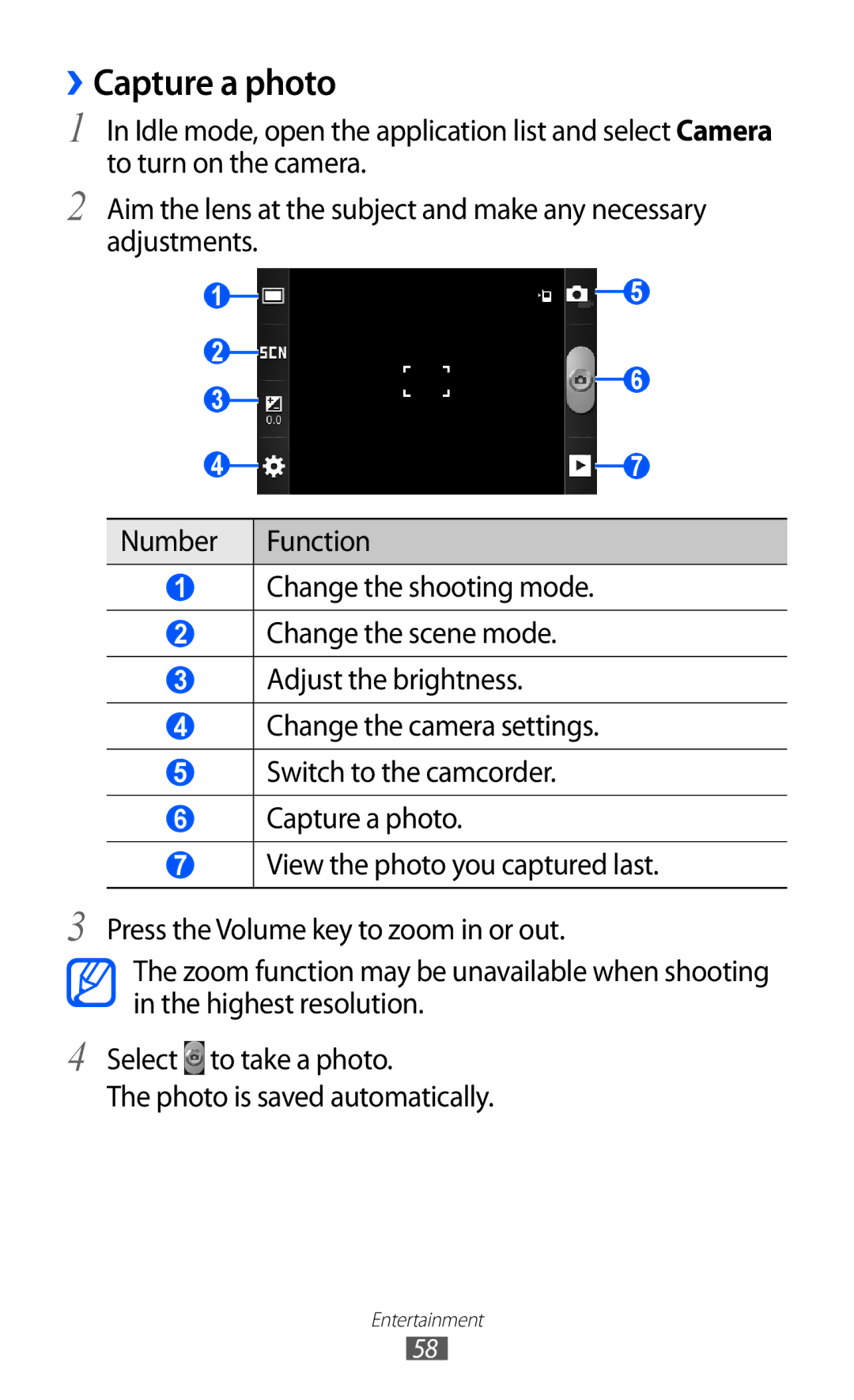 Samsung GT-S6802CWAMRT, GT-S6802HKACAC, GT-S6802HKAMRT, GT-S6802ZIACAC, GT-S6802ZIAEGY, GT-S6802ZOAJED manual ››Capture a photo 