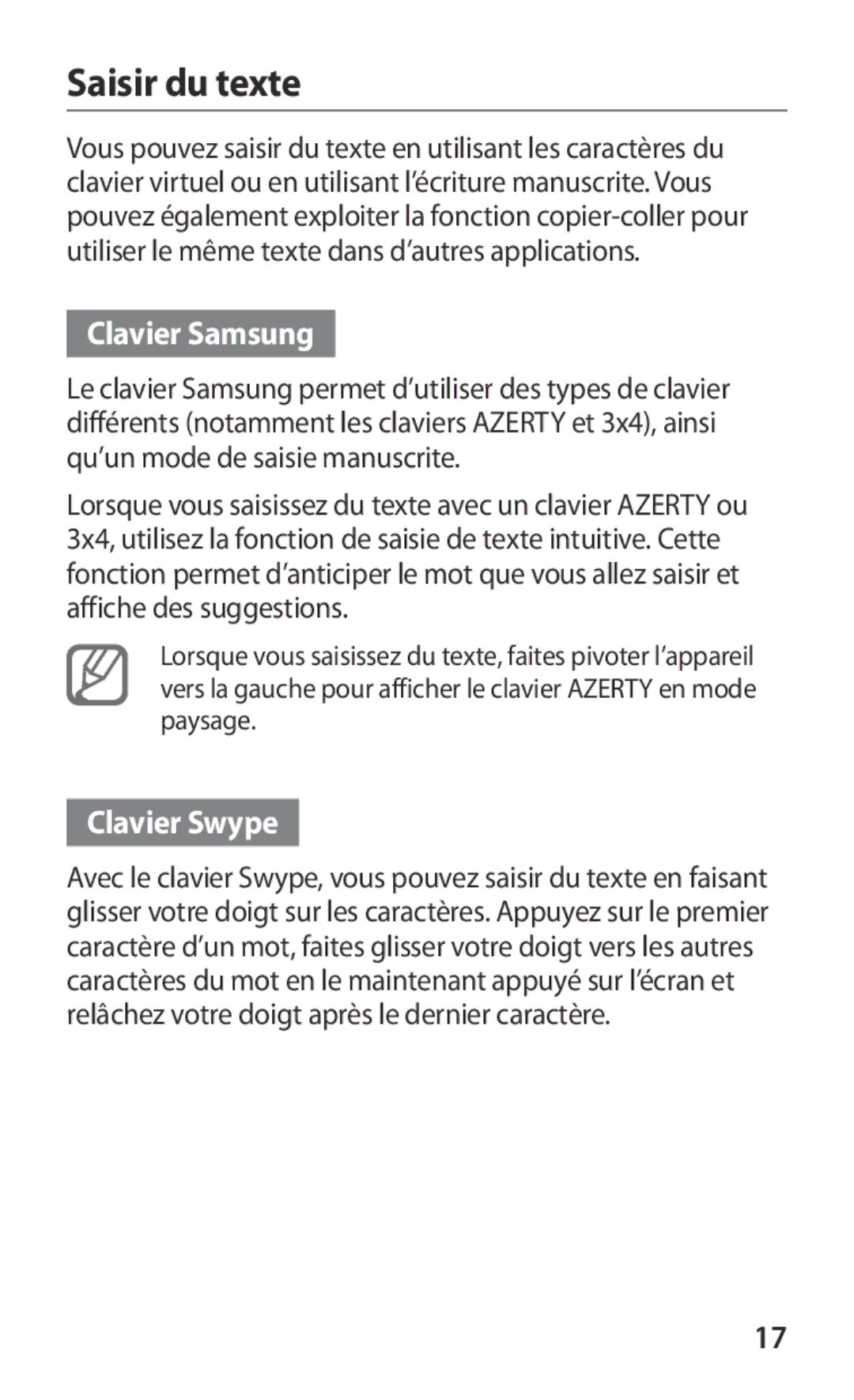 Samsung GT-S6802HKAXEF manual Saisir du texte, Clavier Samsung 