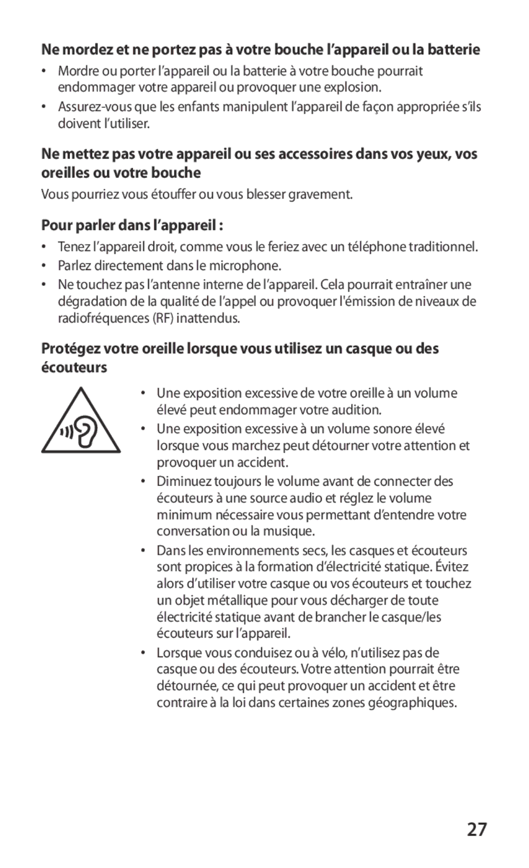 Samsung GT-S6802HKAXEF manual Pour parler dans l’appareil, Parlez directement dans le microphone 