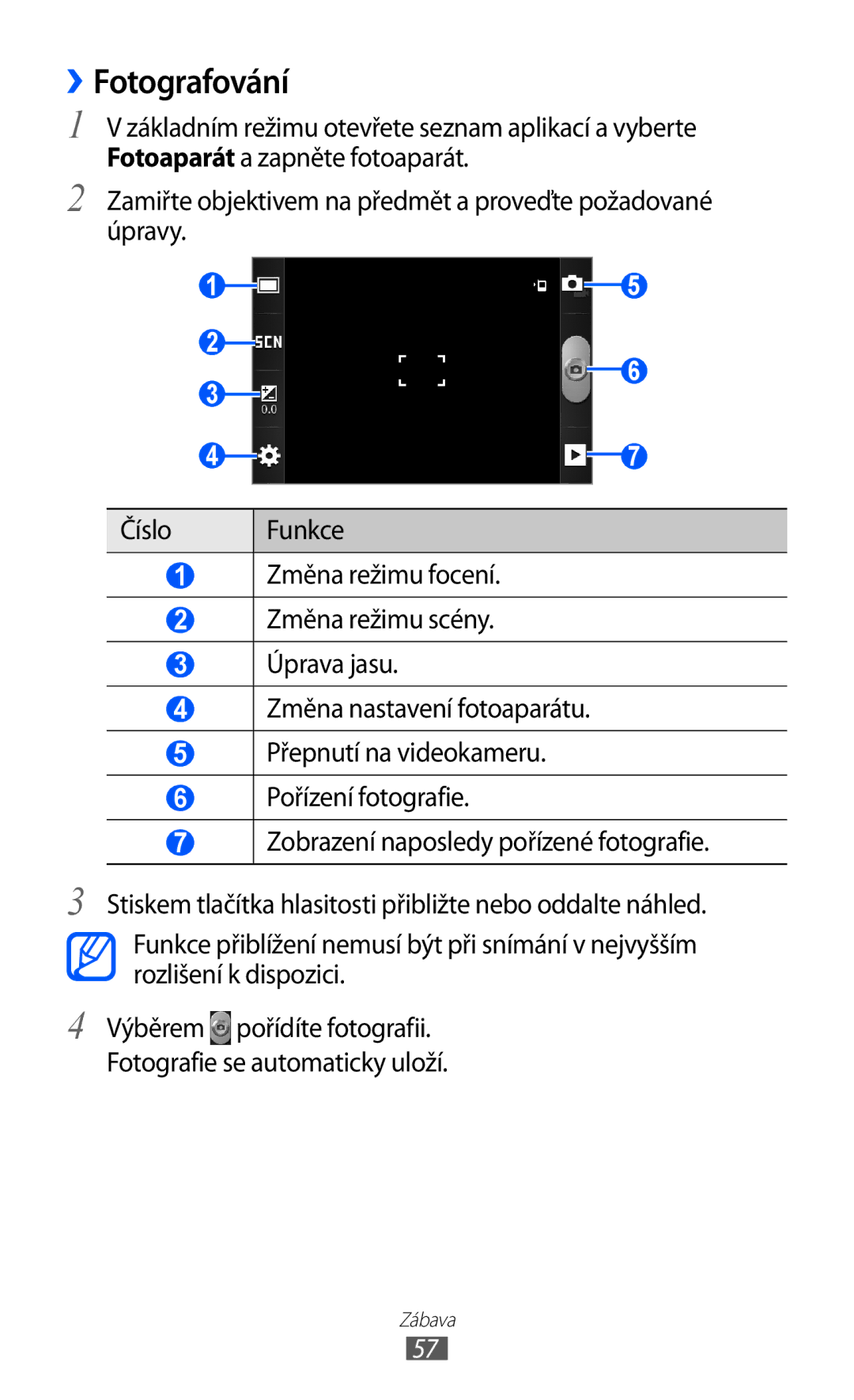 Samsung GT-S6802ZOAETL, GT-S6802ZKACOA, GT-S6802HKAORL, GT-S6802HKAETL, GT-S6802ZYAORX, GT-S6802HKAORX manual ››Fotografování 