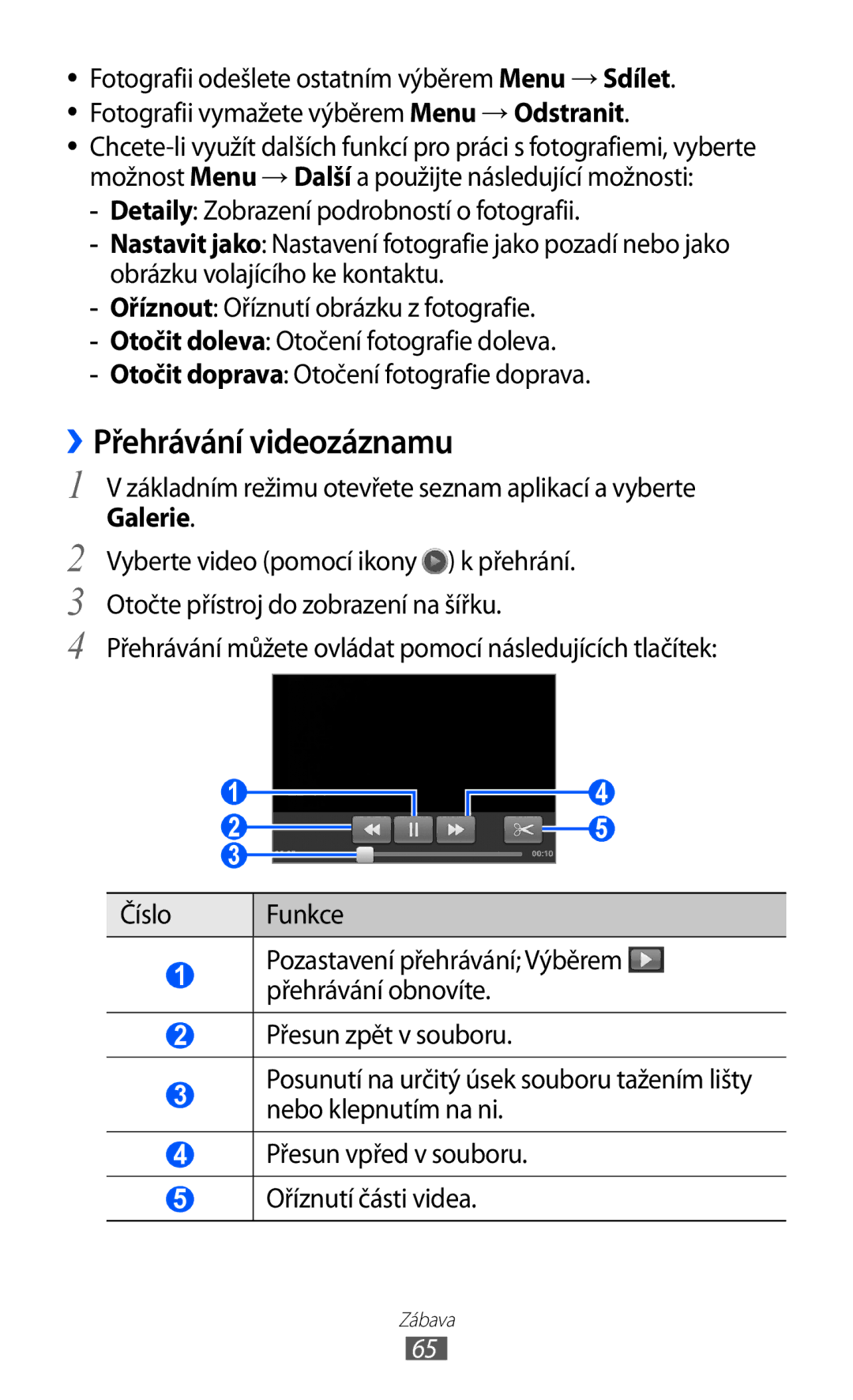 Samsung GT-S6802HKATMZ, GT-S6802ZOAETL, GT-S6802ZKACOA, GT-S6802HKAORL, GT-S6802HKAETL manual ››Přehrávání videozáznamu 