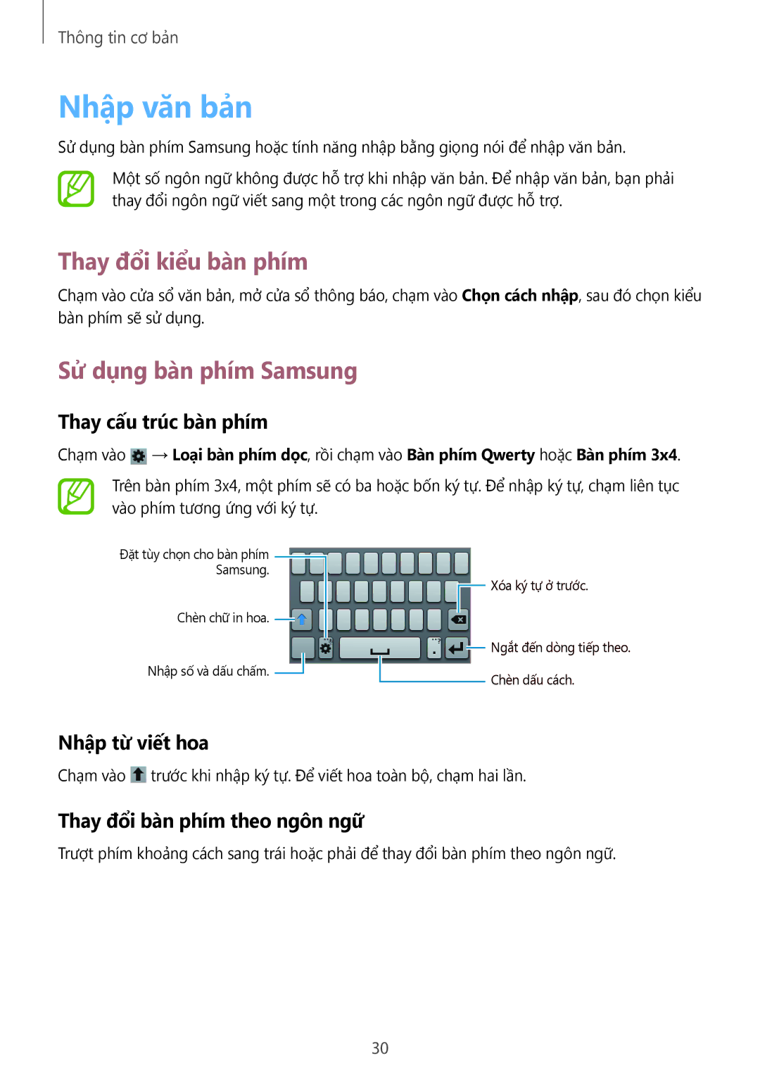 Samsung GT-S6810MBAXXV, GT-S6810PWAXXV manual Nhập văn bản, Thay đổi kiểu bàn phím, Sử dụng bàn phím Samsung 