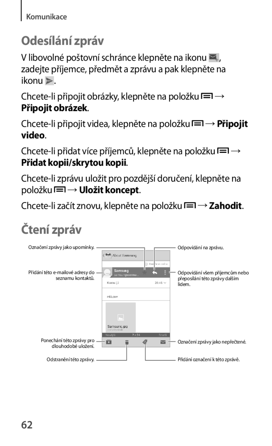 Samsung GT-S6810PWNMTL, GT-S6810MBNEUR, GT-S6810PWNCOS, GT-S6810MBNGBL, GT-S6810PWNGBL manual Přidat kopii/skrytou kopii 