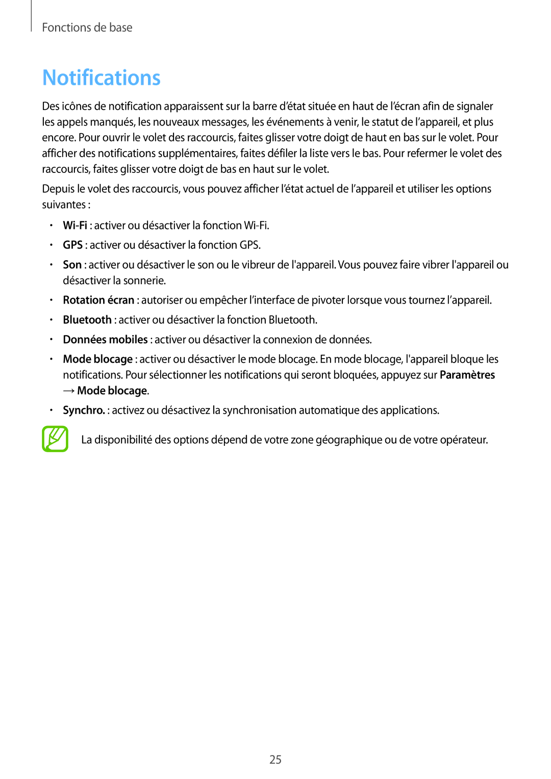 Samsung GT-S6810MBNFTM manual Notifications, →Mode blocage 