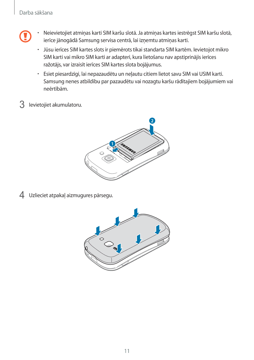 Samsung GT-S6810PWNSEB manual Darba sākšana 