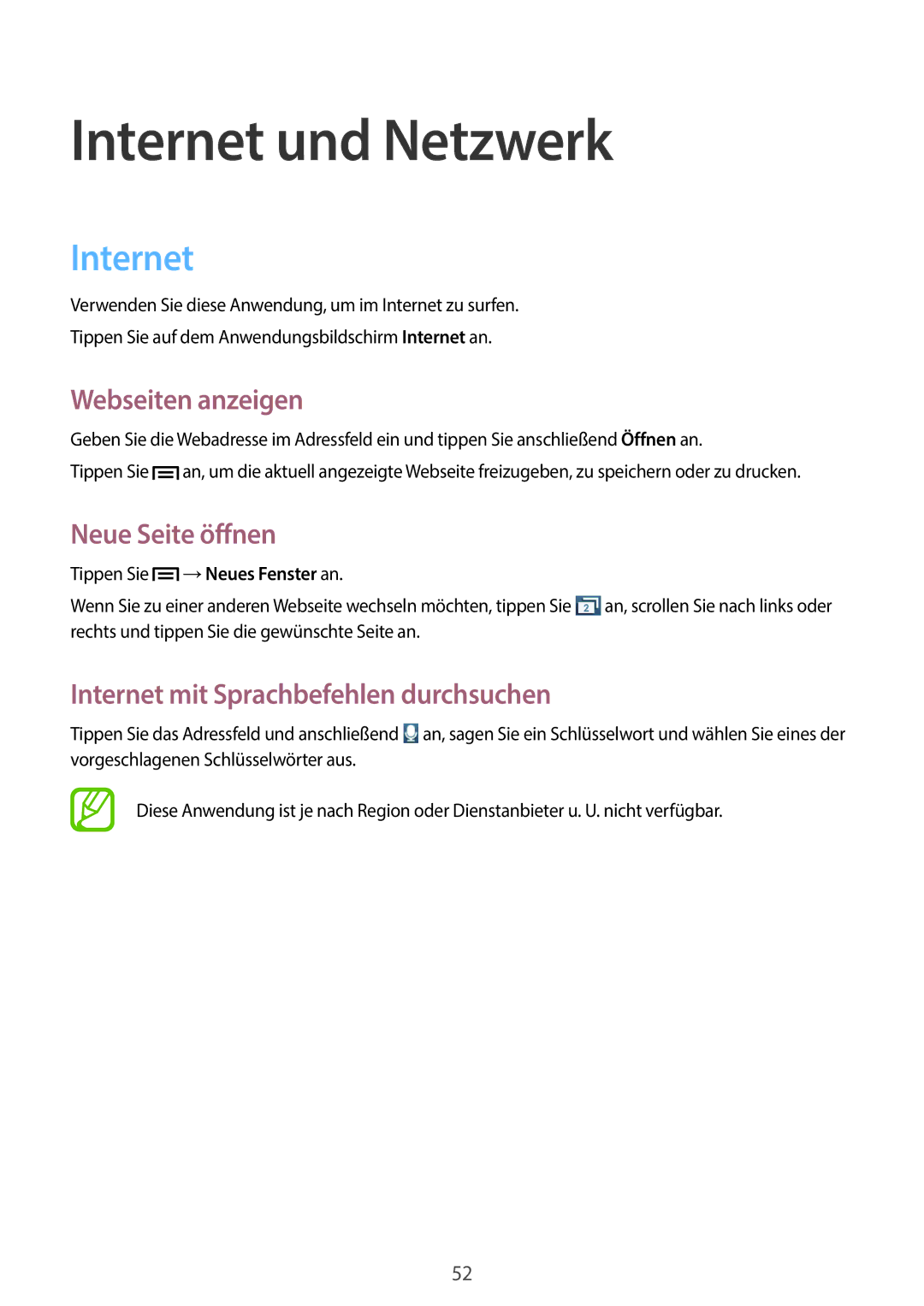 Samsung GT-S6810MBNCOS, GT-S6810PWNTUR, GT-S6810PWNDTM manual Internet und Netzwerk, Webseiten anzeigen, Neue Seite öffnen 