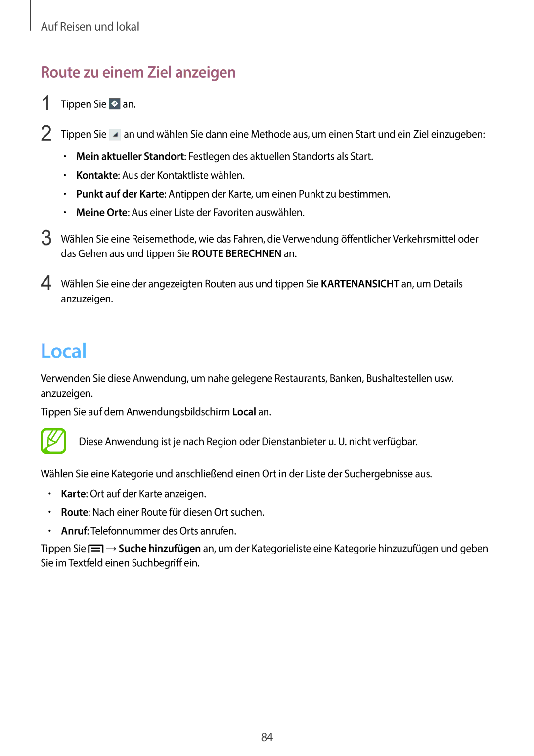 Samsung GT-S6810MBNDBT, GT-S6810PWNTUR, GT-S6810PWNDTM, GT-S6810PWNDBT, GT-S6810MBNTUR Local, Route zu einem Ziel anzeigen 