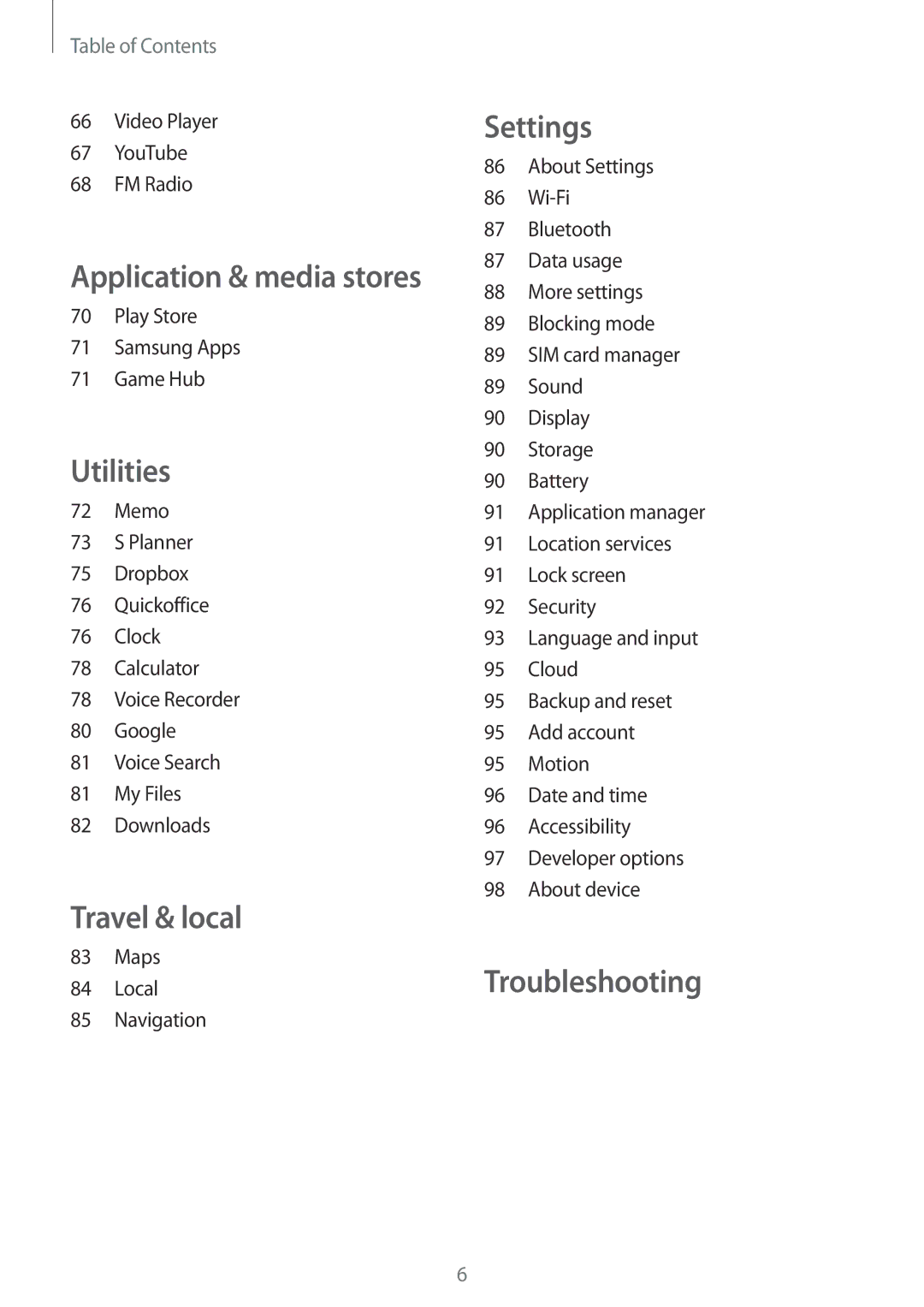 Samsung GT-S6812PWAKSA, GT-S6812MBAKSA manual Travel & local 