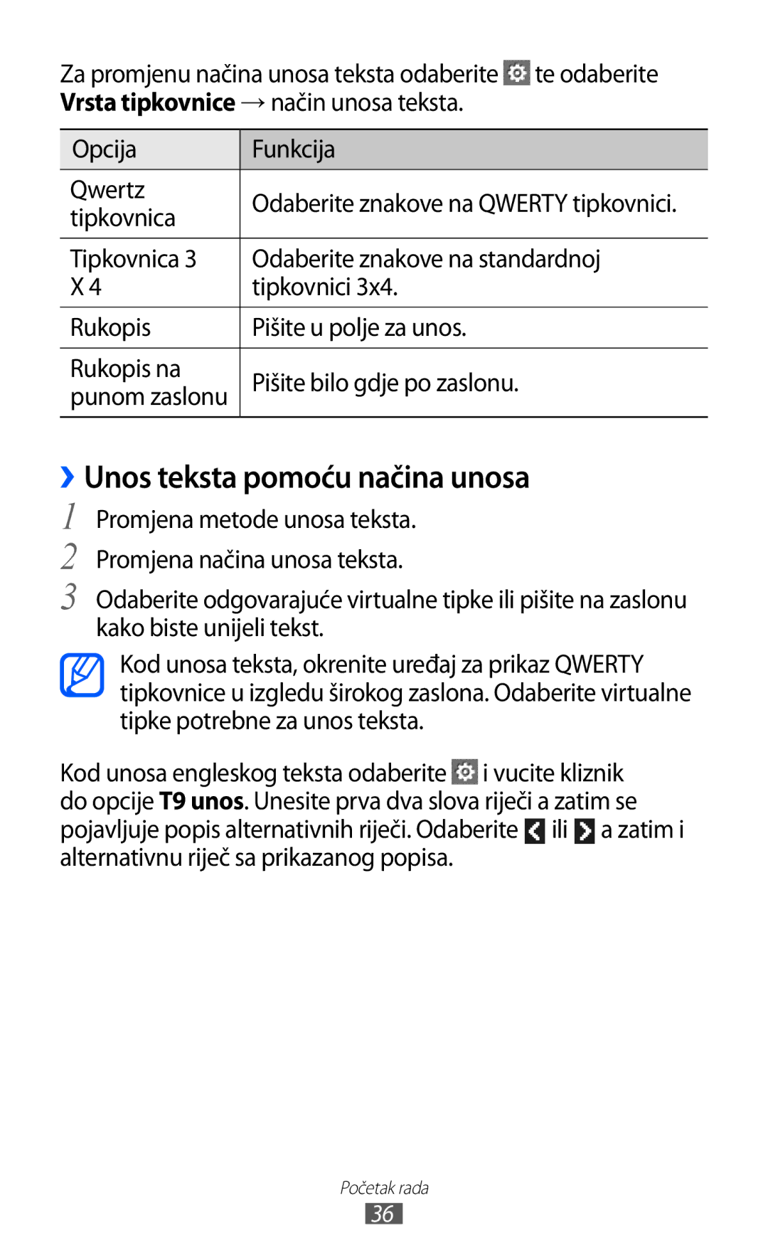 Samsung GT-S7230TAECRO, GT-S7230DWEVIP, GT-S7230GRETRA, GT-S7230TAETWO manual ››Unos teksta pomoću načina unosa, Tipkovnica 