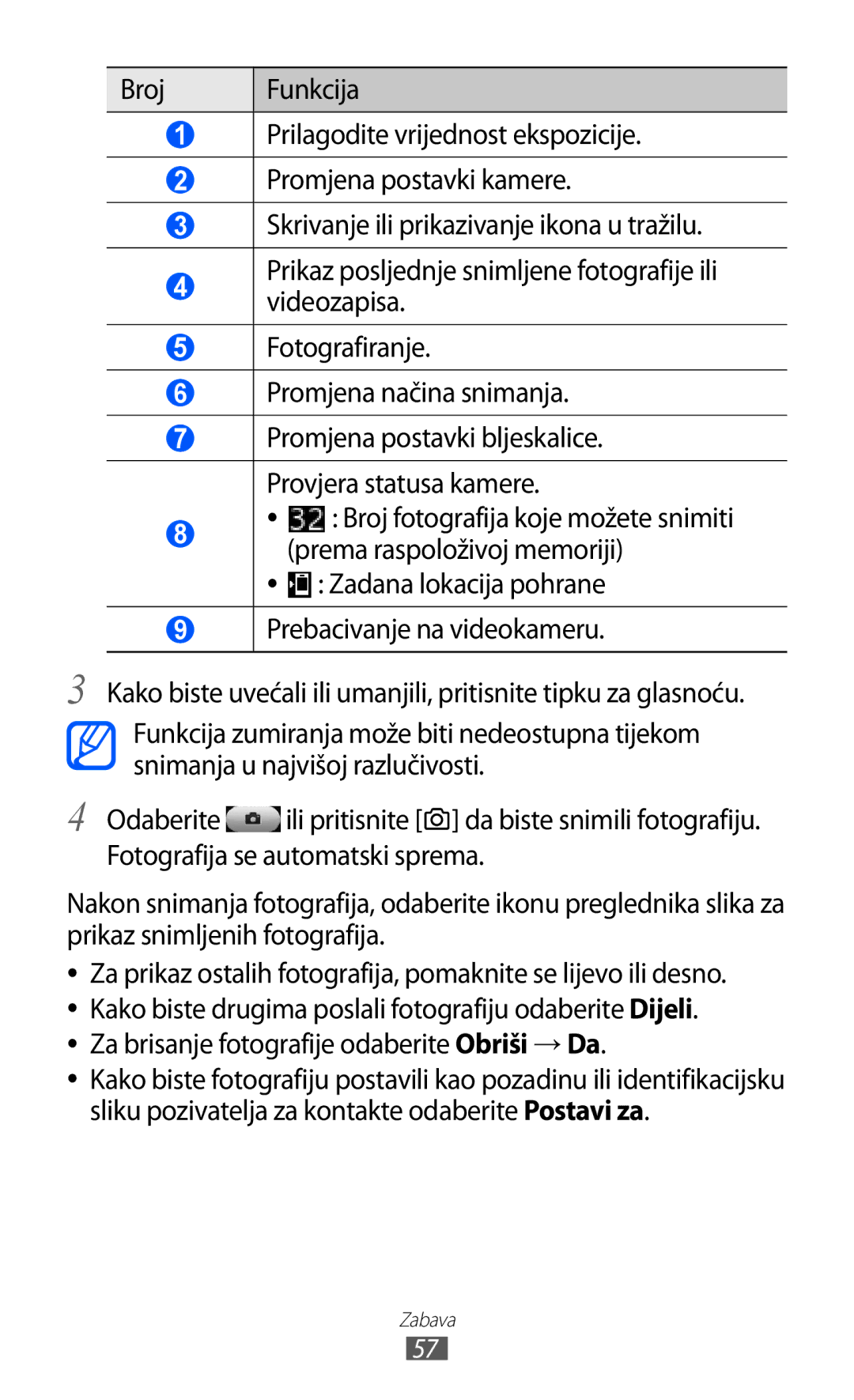 Samsung GT-S7230DWETRA, GT-S7230DWEVIP, GT-S7230GRETRA, GT-S7230TAETWO Zadana lokacija pohrane Prebacivanje na videokameru 