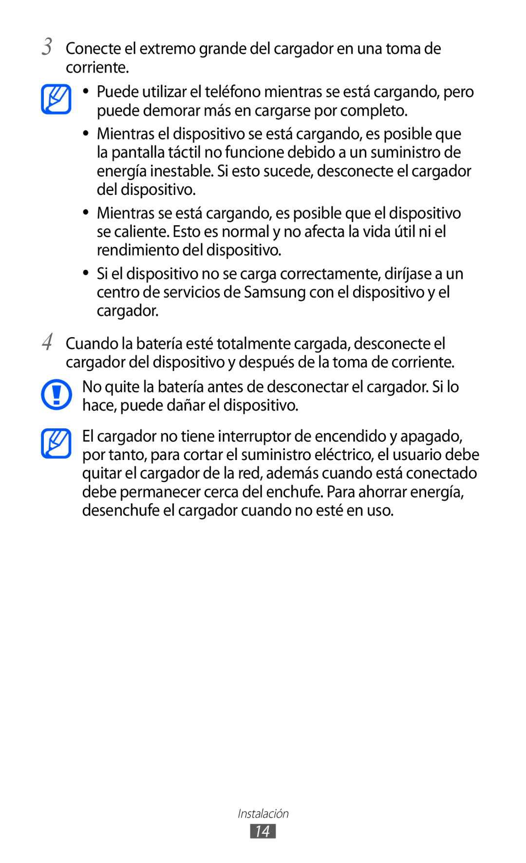 Samsung GT-S7230DWEAMN, GT-S7230DWEXEC, GT-S7230TAEFOP, GT-S7230TAAATL, GT-S7230MKEAMN, GT-S7230MKEXEC manual Instalación 