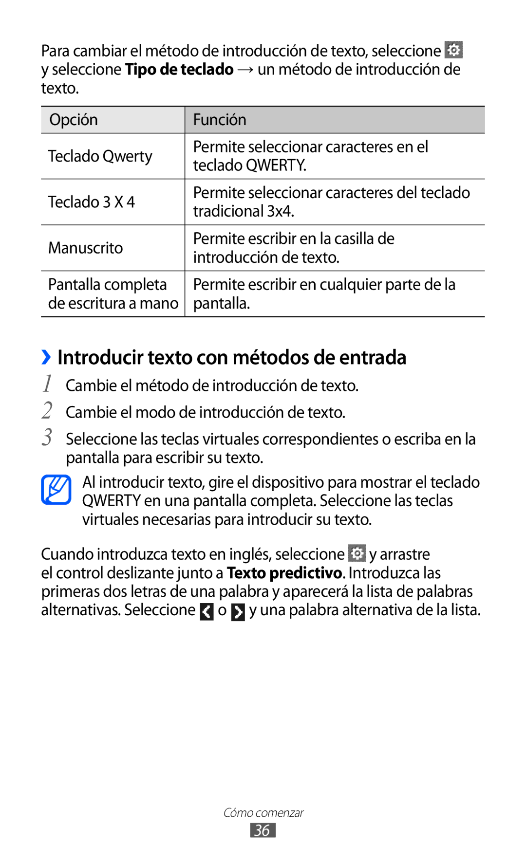 Samsung GT-S7230TAEAMN, GT-S7230DWEXEC, GT-S7230TAEFOP ››Introducir texto con métodos de entrada, Tradicional, Pantalla 