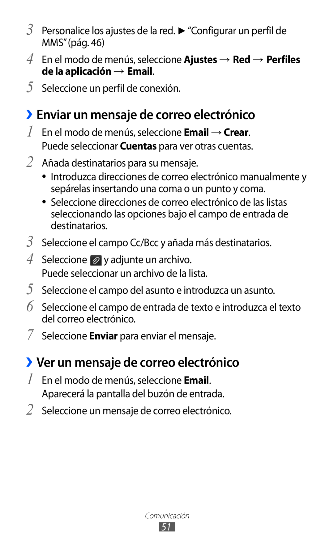 Samsung GT-S7230TAEAMN, GT-S7230DWEXEC ››Enviar un mensaje de correo electrónico, ››Ver un mensaje de correo electrónico 