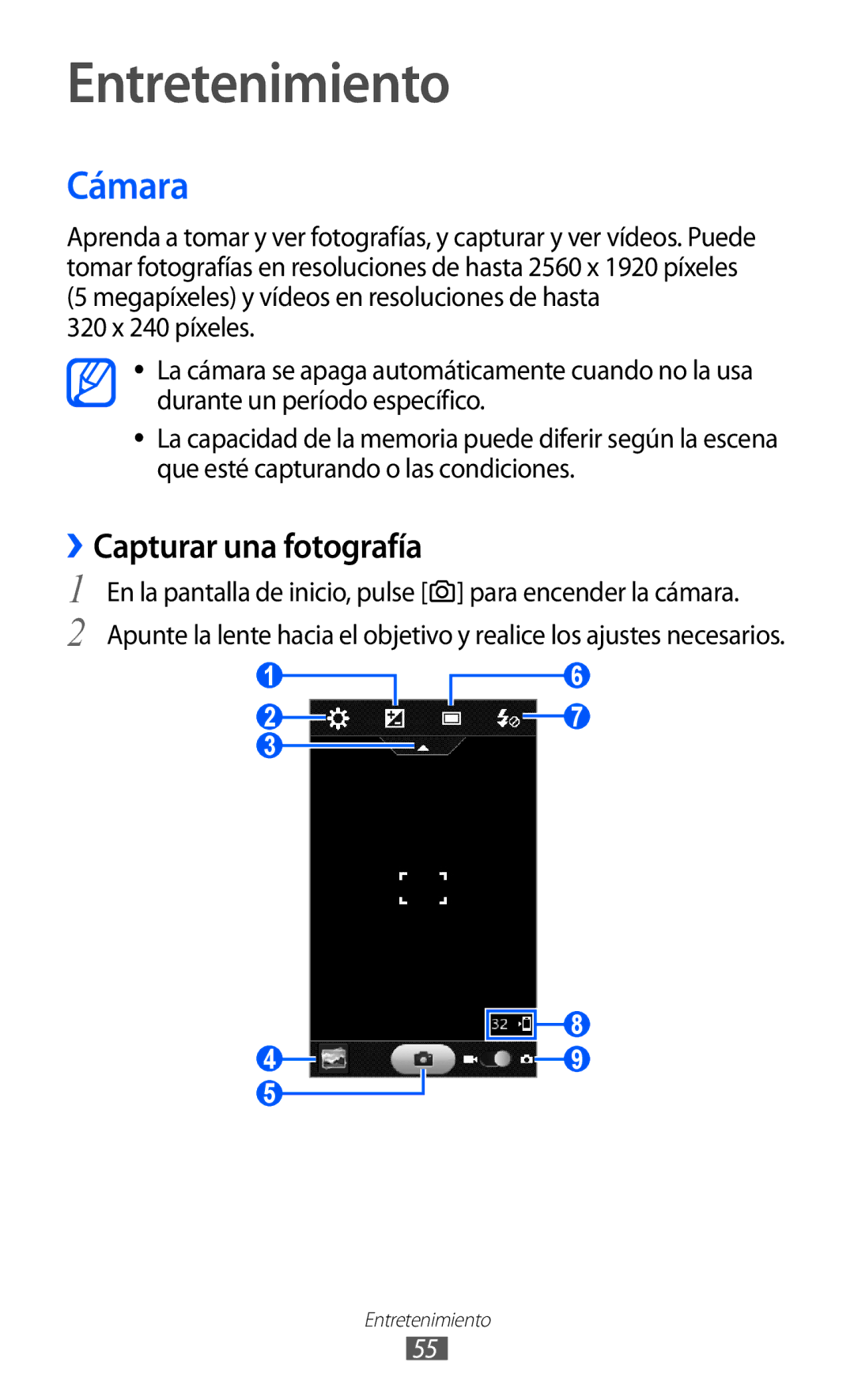 Samsung GT-S7230TAAFOP, GT-S7230DWEXEC, GT-S7230TAEFOP, GT-S7230TAAATL Entretenimiento, Cámara, ››Capturar una fotografía 