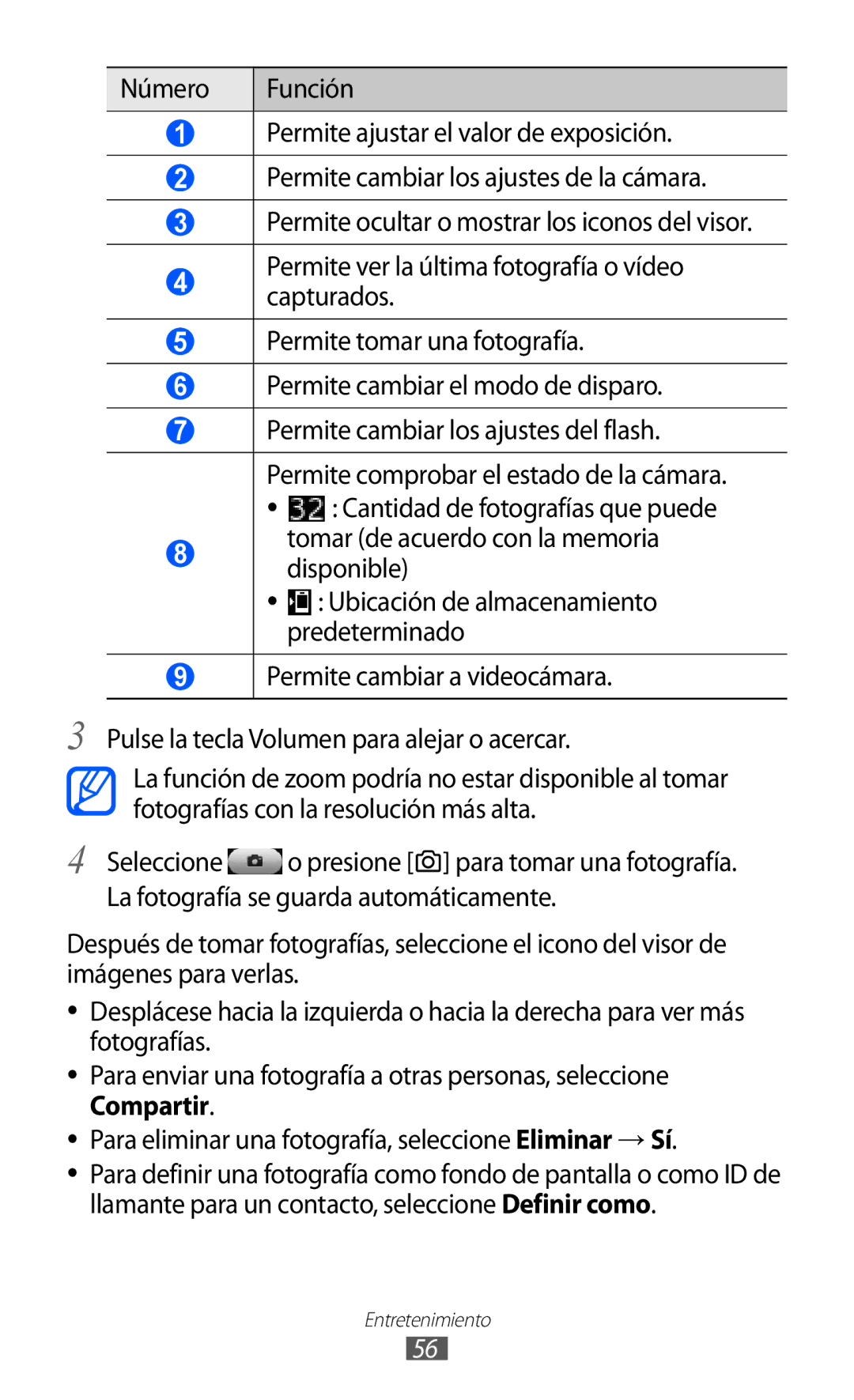 Samsung GT-S7230GREAMN, GT-S7230DWEXEC, GT-S7230TAEFOP, GT-S7230TAAATL manual Tomar de acuerdo con la memoria disponible 