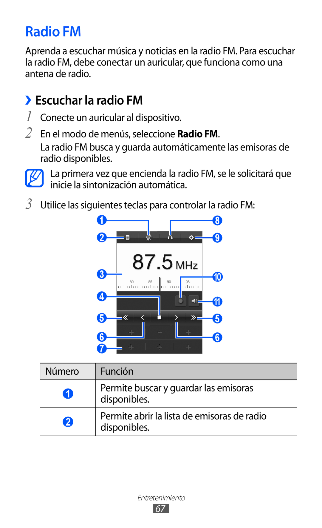 Samsung GT-S7230TAAXEC, GT-S7230DWEXEC, GT-S7230TAEFOP, GT-S7230TAAATL, GT-S7230MKEAMN manual Radio FM, ››Escuchar la radio FM 