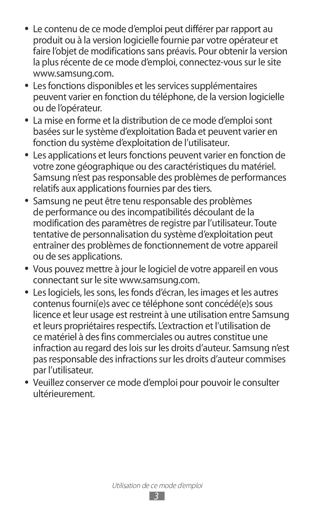 Samsung GT-S7230TAENRJ, GT-S7230TAEBOG, GT-S7230DWEXEF, GT-S7230DWEBOG, GT-S7230MKELPM manual Utilisation de ce mode d’emploi 