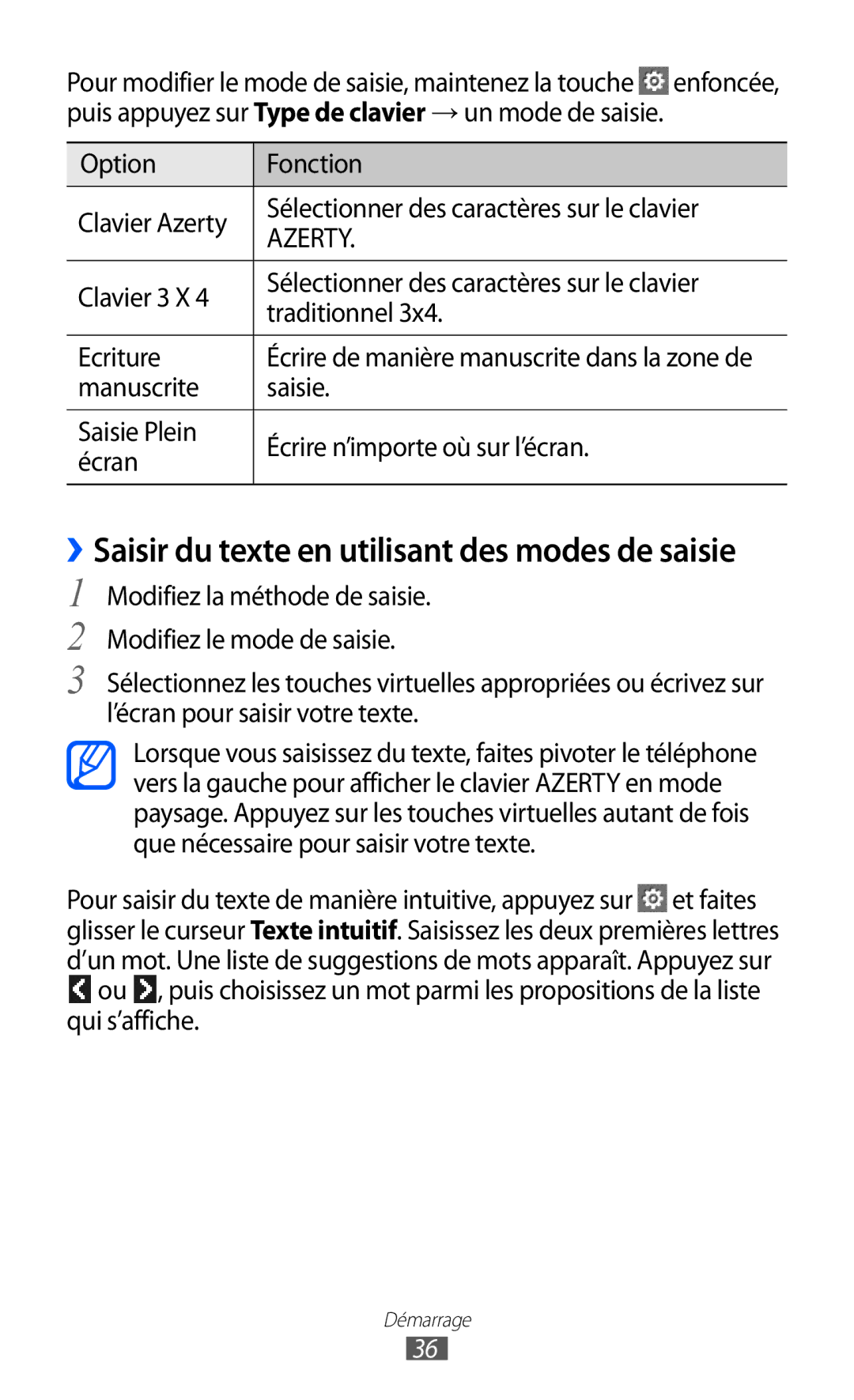 Samsung GT-S7230TAABOG, GT-S7230TAEBOG, GT-S7230DWEXEF, GT-S7230DWEBOG ››Saisir du texte en utilisant des modes de saisie 