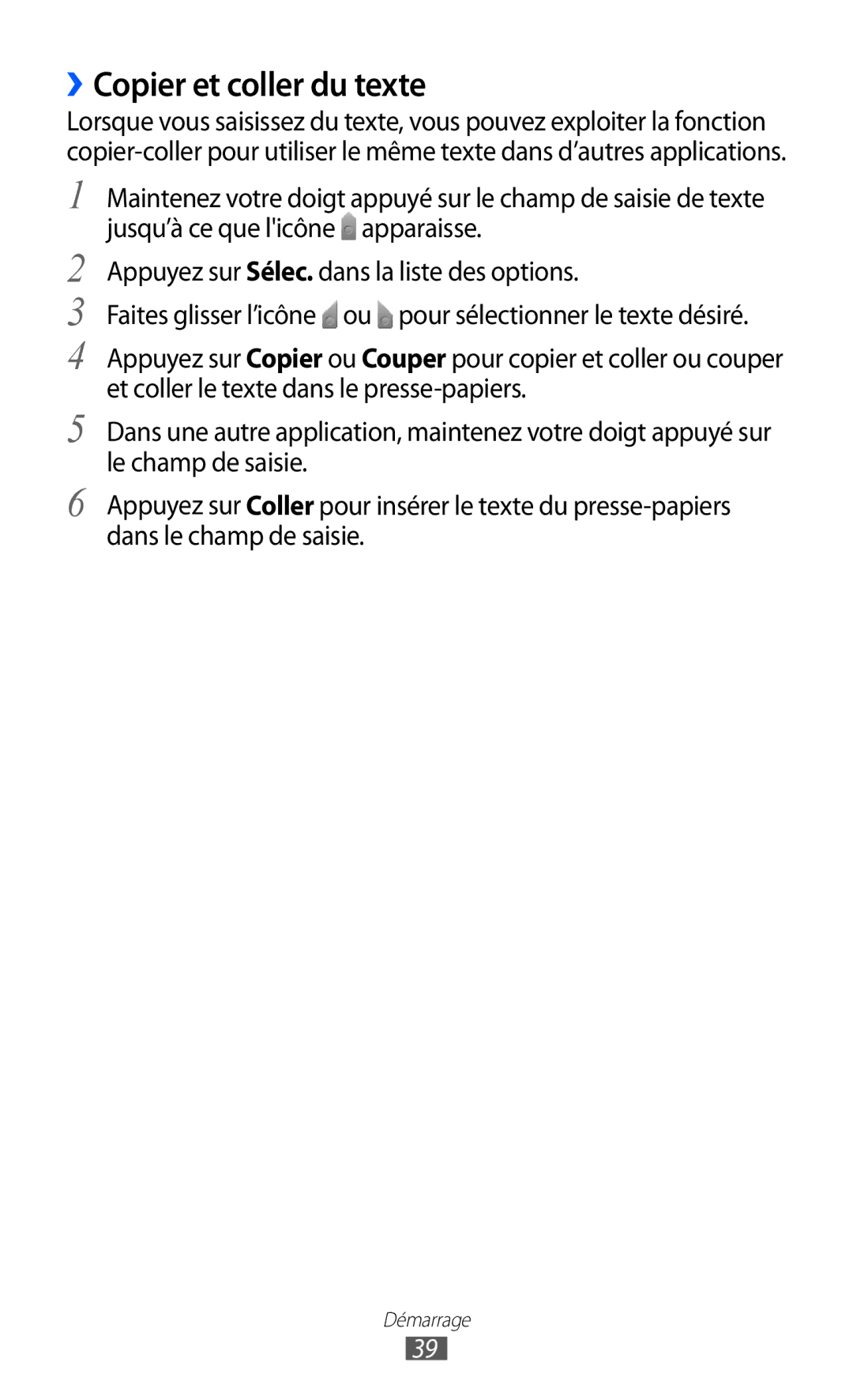 Samsung GT-S7230DWELPM, GT-S7230TAEBOG, GT-S7230DWEXEF, GT-S7230DWEBOG, GT-S7230TAENRJ manual ››Copier et coller du texte 