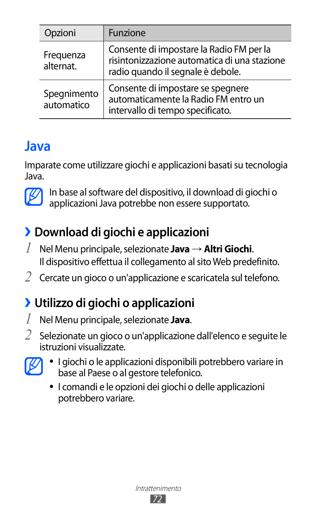 Samsung GT-S7230TAEITV, GT-S7230TAEDTO manual Java, ››Download di giochi e applicazioni, ››Utilizzo di giochi o applicazioni 