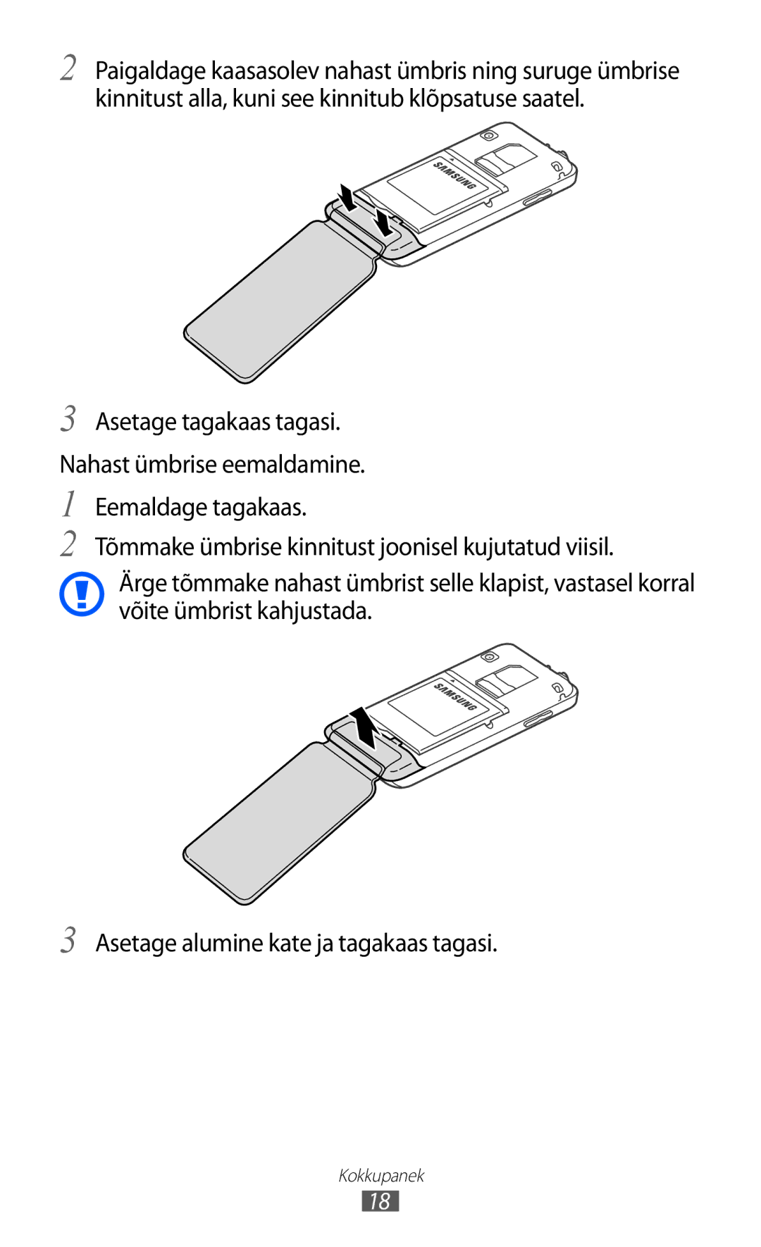 Samsung GT-S7230GRESEB, GT-S7230TAESEB, GT-S7230GRFSEB, GT-S7230DWESEB manual Kokkupanek 