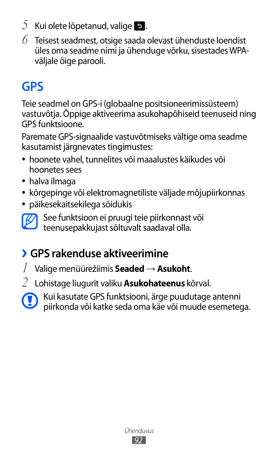 Samsung GT-S7230TAESEB, GT-S7230GRFSEB, GT-S7230GRESEB, GT-S7230DWESEB manual Gps, ››GPS rakenduse aktiveerimine 