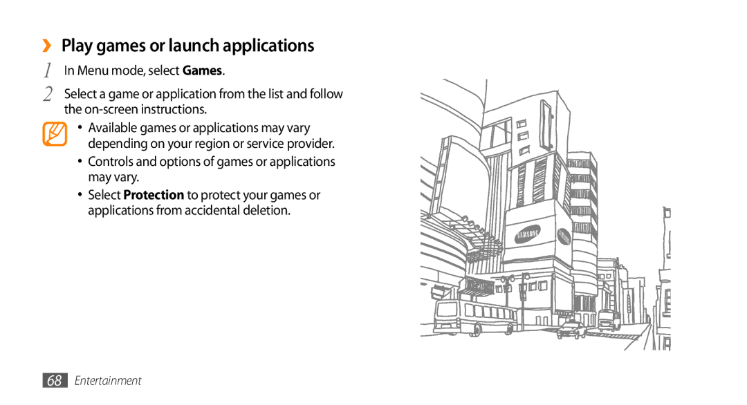 Samsung GT-S7230GRFGBL manual ›› Play games or launch applications, Controls and options of games or applications may vary 