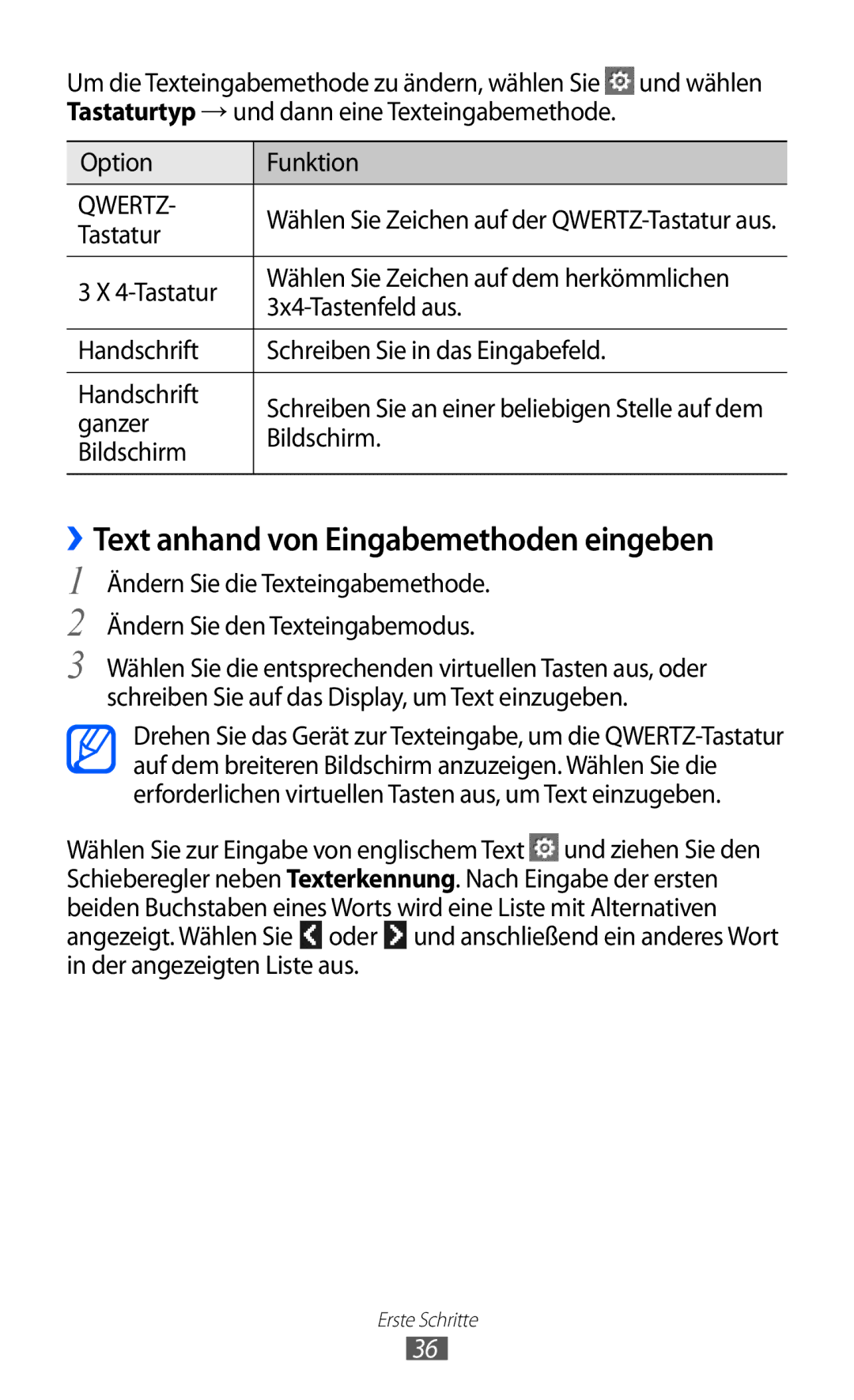 Samsung GT-S7230DWEVD2, GT-S7230TAEVD2 manual ››Text anhand von Eingabemethoden eingeben, Tastatur, Ganzer, Bildschirm 