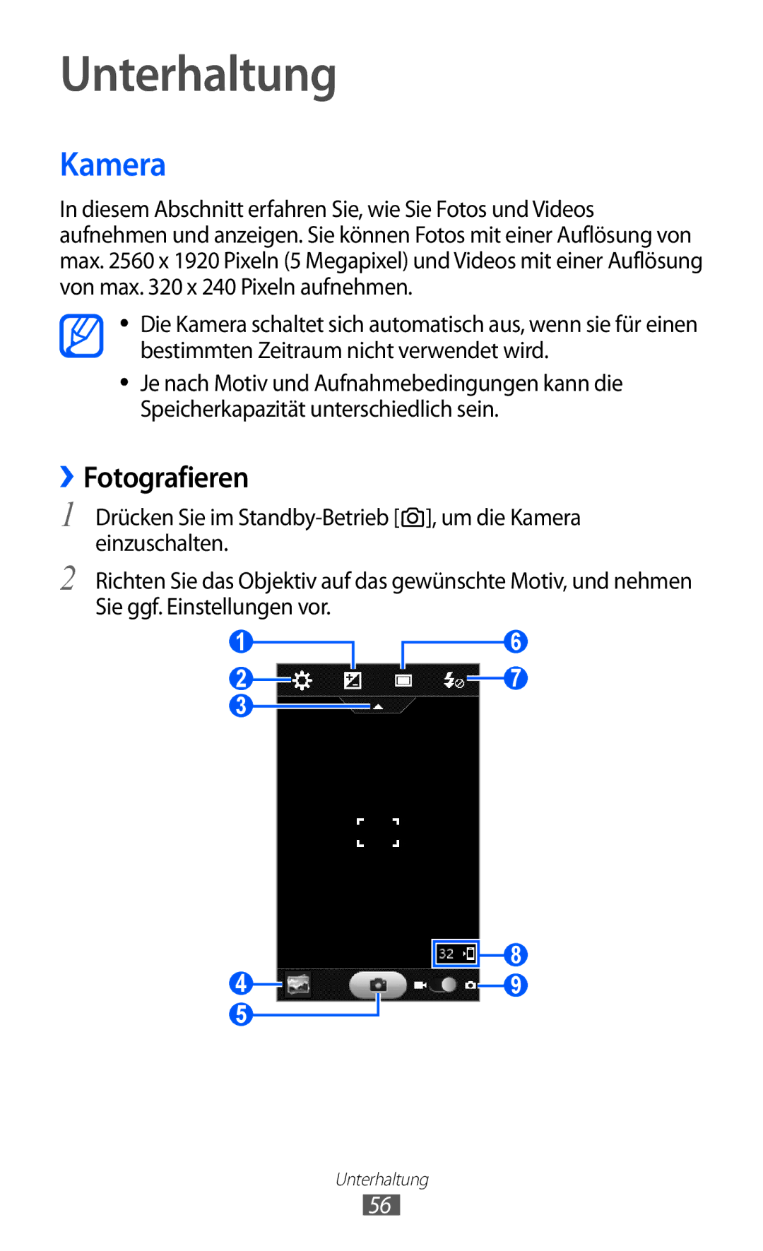 Samsung GT-S7230TAEVD2, GT-S7230TAEDTO, GT-S7230MKEVIA, GT-S7230TAEDBT, GT-S7230MKEDBT Unterhaltung, Kamera, ››Fotografieren 