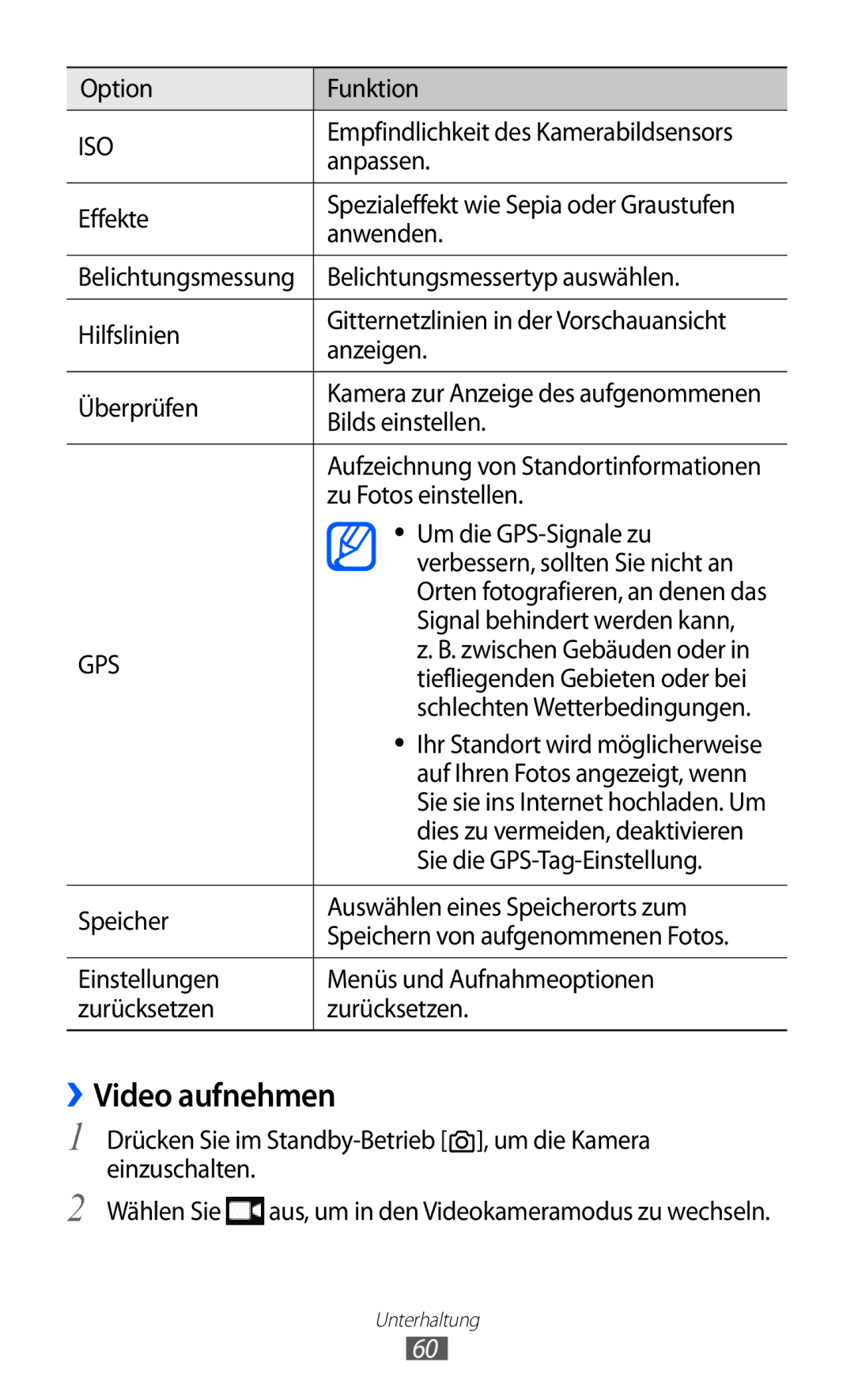 Samsung GT-S7230MKEDBT, GT-S7230TAEVD2, GT-S7230TAEDTO, GT-S7230MKEVIA, GT-S7230TAEDBT, GT-S7230TAEEPL manual ››Video aufnehmen 