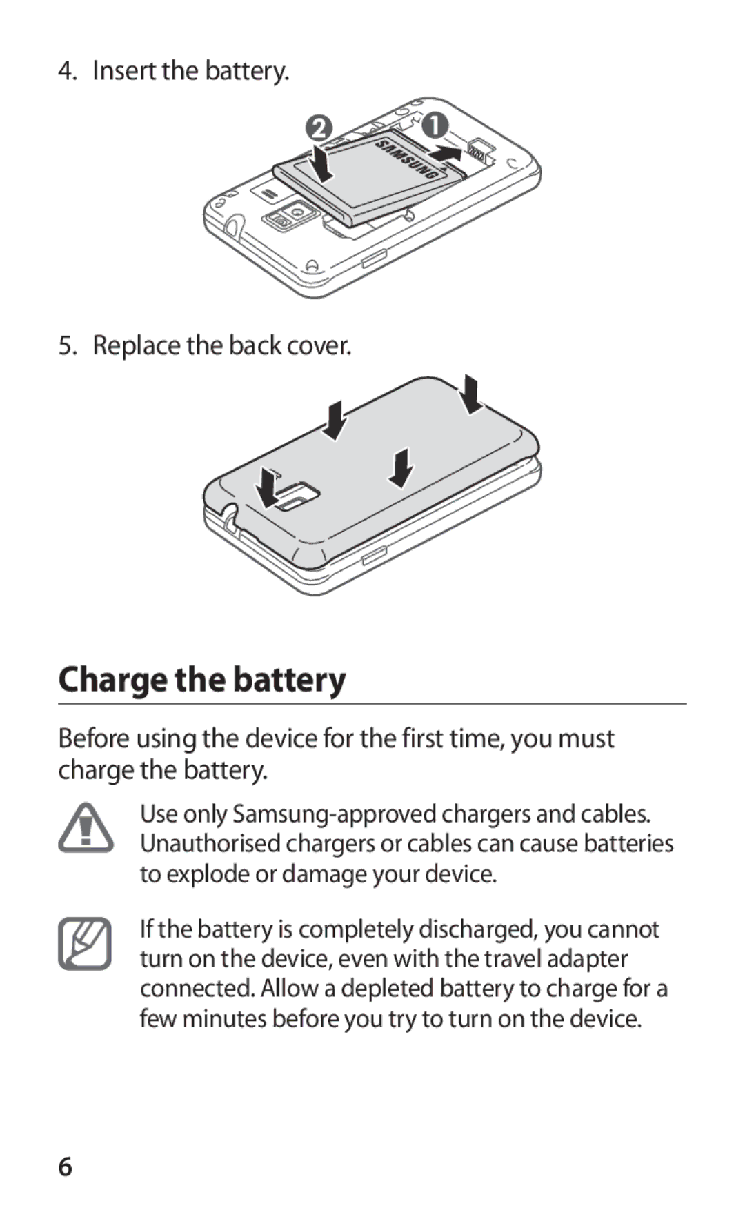 Samsung GT-S7250MSDXXV, GT-S7250MSDJED, GT-S7250MSDSKZ, GT-S7250MSDTHR, GT-S7250MSDKSA, GT-S7250MSDXSG manual Charge the battery 