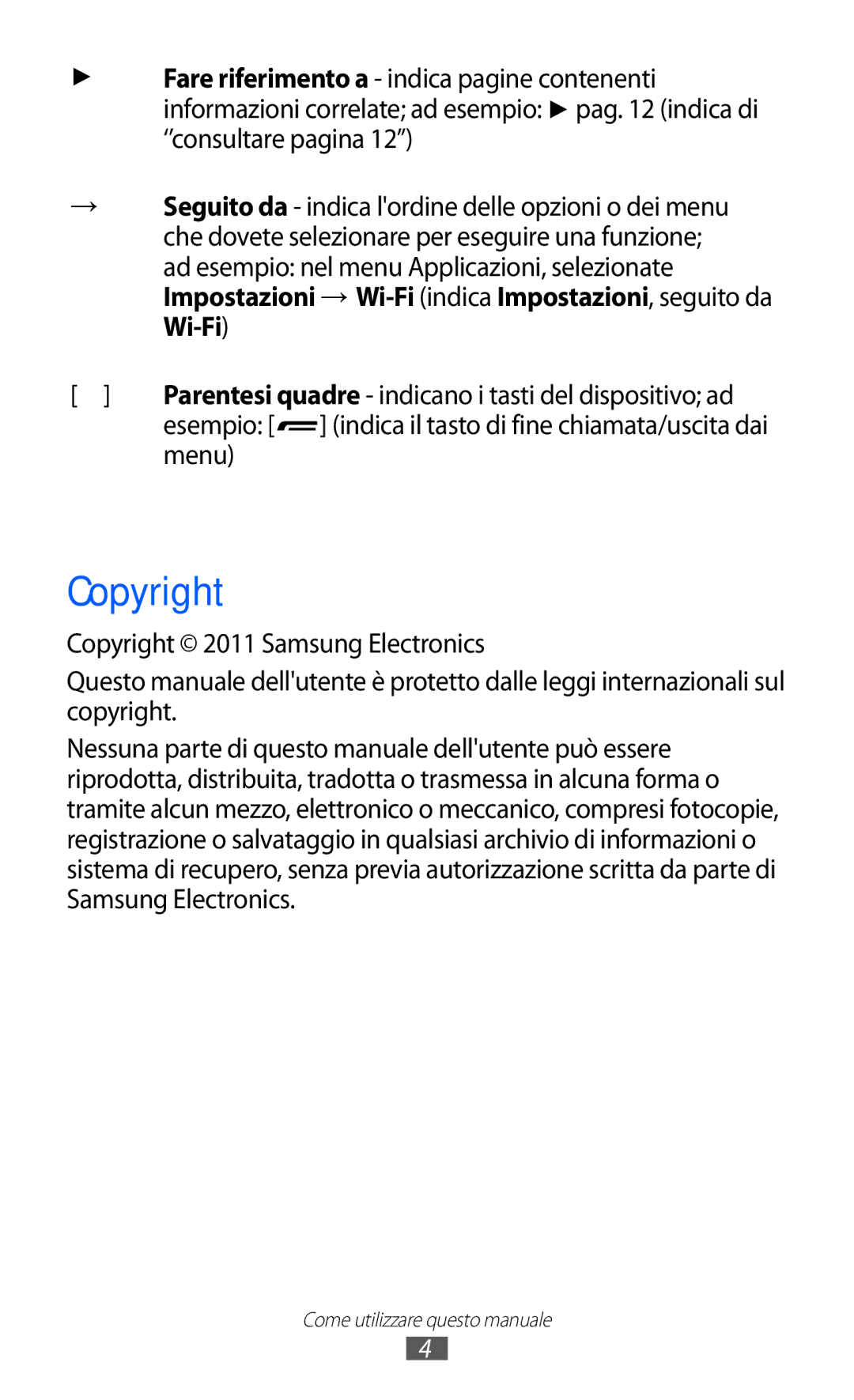 Samsung GT-S7250MSDWIN, GT-S7250MSDITV manual Copyright, Esempio, Menu 