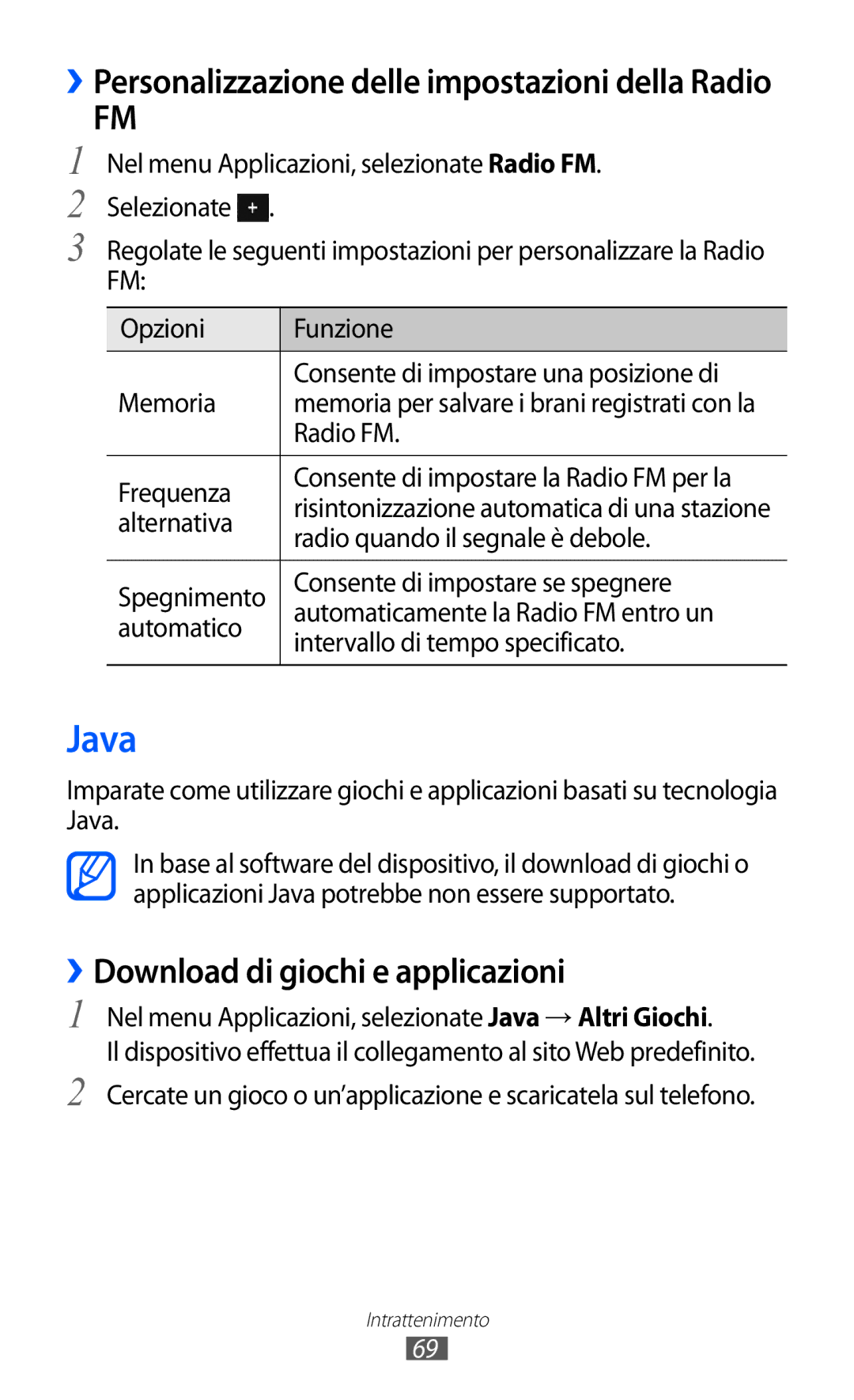 Samsung GT-S7250MSDITV, GT-S7250MSDWIN manual Java, ››Download di giochi e applicazioni 