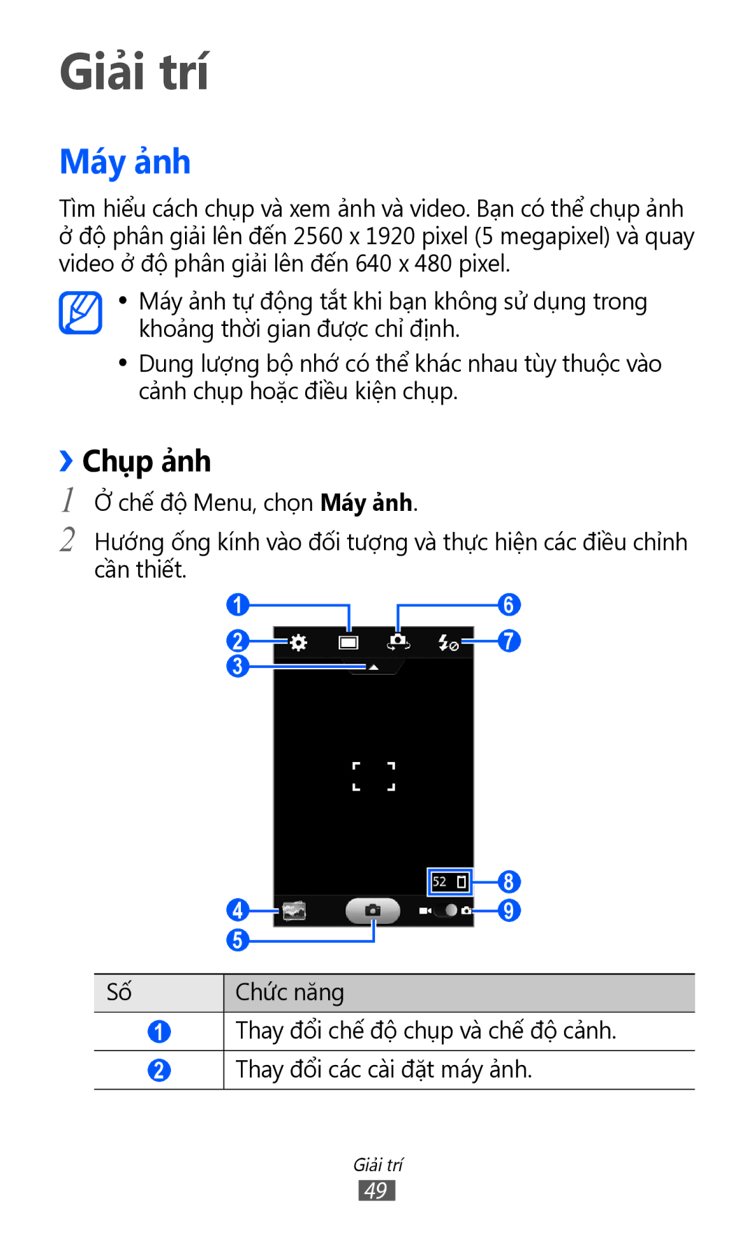 Samsung GT-S7250MSDXXV, GT-S7250MSDXEV manual Giải trí, Máy ảnh, ››Chụp ảnh 