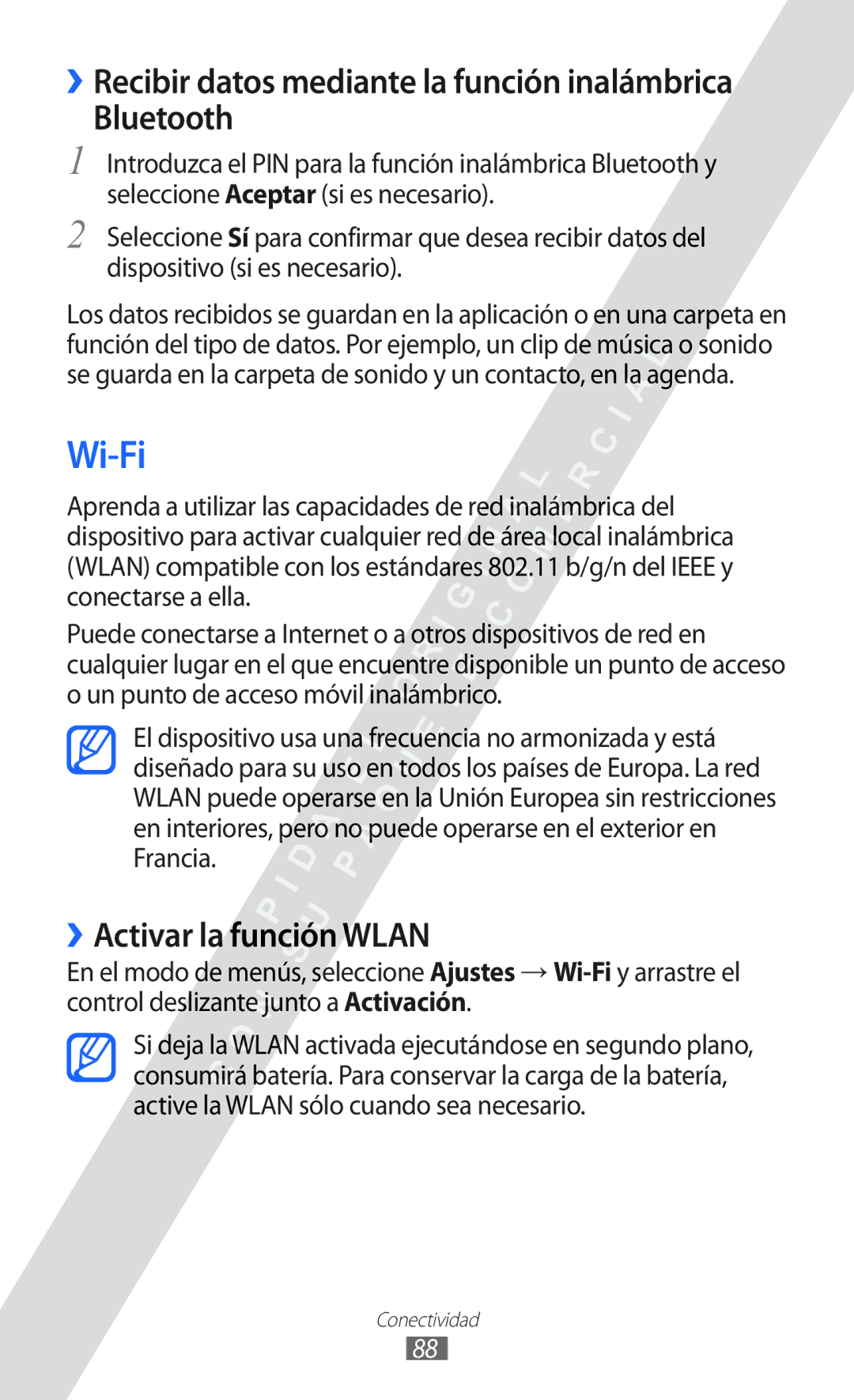 Samsung GT-S7250MSDYOG manual Wi-Fi, ››Activar la función Wlan 