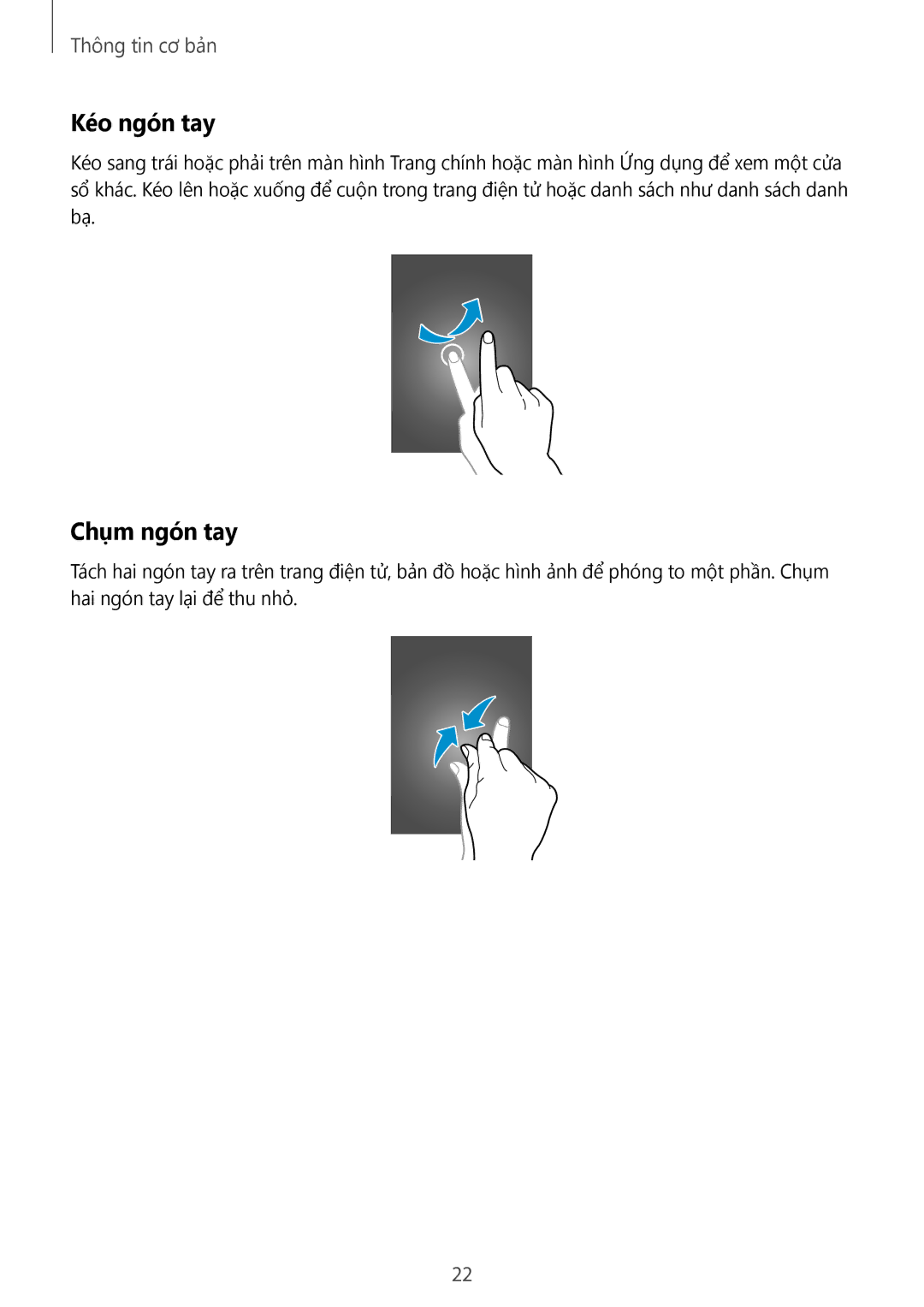 Samsung GT-S7270UWAXEV, GT-S7270HKAXXV, GT-S7270HKAXEV manual Kéo ngón tay, Chụm ngón tay 