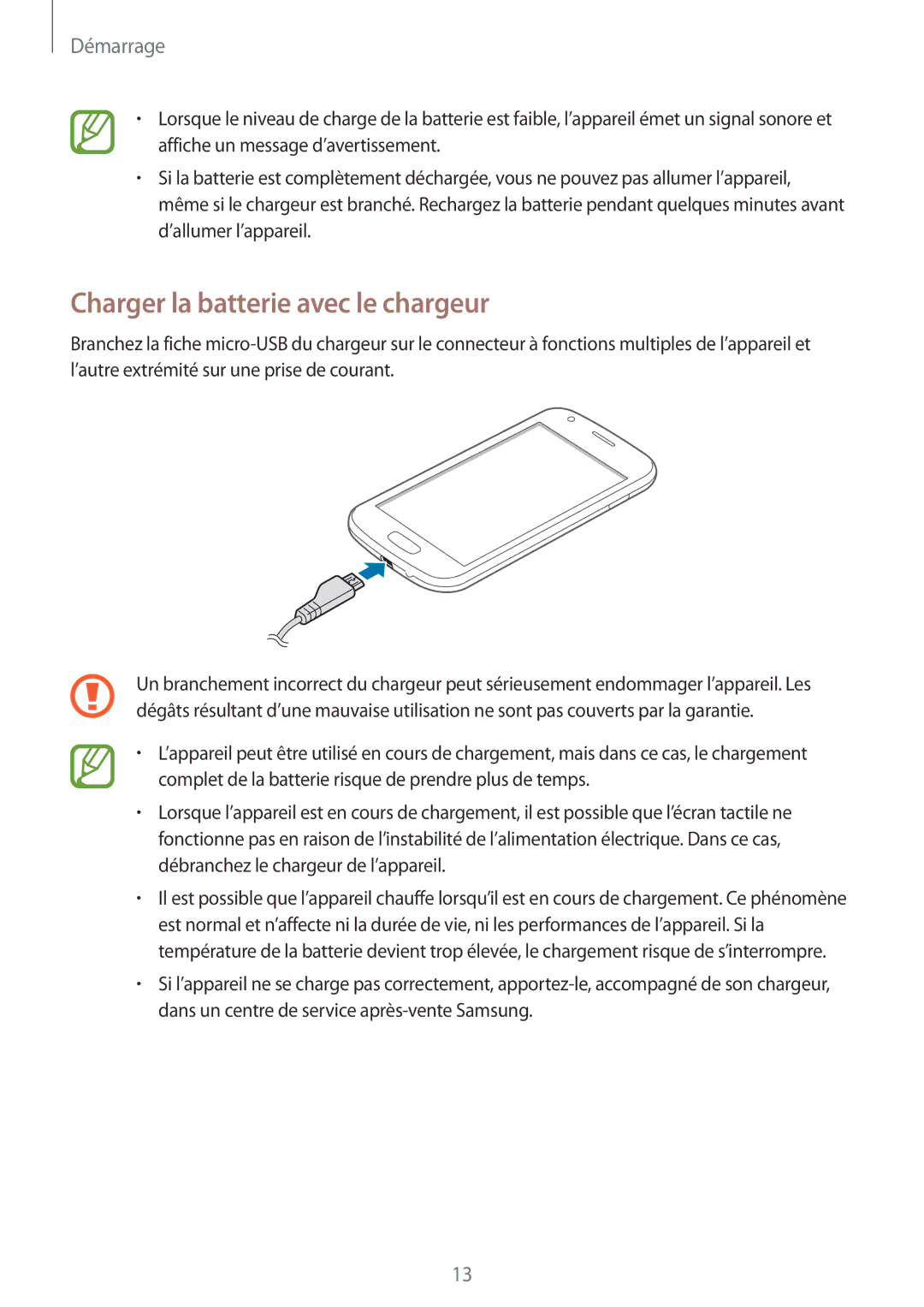 Samsung GT-S7272UWATHR, GT-S7272WRAPAK, GT-S7272WRATHR, GT-S7272UWAKSA, GT-S7272HKATHR Charger la batterie avec le chargeur 