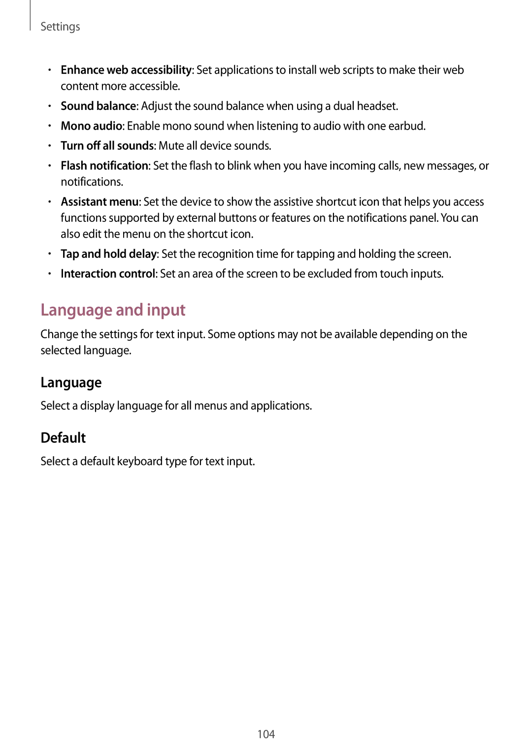 Samsung GT-S7272UWATHR, GT-S7272WRAPAK, GT-S7272WRATHR, GT-S7272UWAKSA, GT-S7272HKATHR manual Language and input, Default 