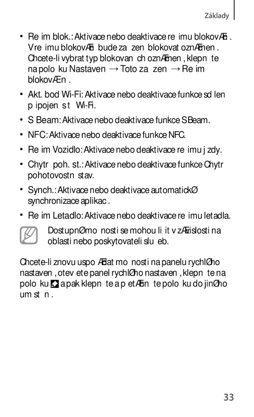 Samsung GT-S7275UWAXEO, GT-S7275HKNDBT, GT-S7275HKNTPL, GT-S7275HKNPLS manual NFC Aktivace nebo deaktivace funkce NFC 