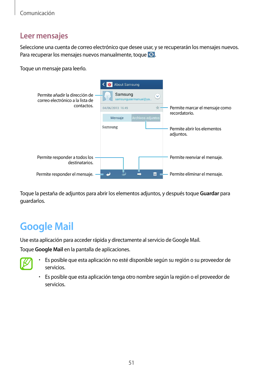 Samsung GT-S7275HKNAMN, GT-S7275HKNTPH, GT-S7275HKNOPT, GT-S7275UWNDBT, GT-S7275HKNXEF manual Google Mail, Leer mensajes 