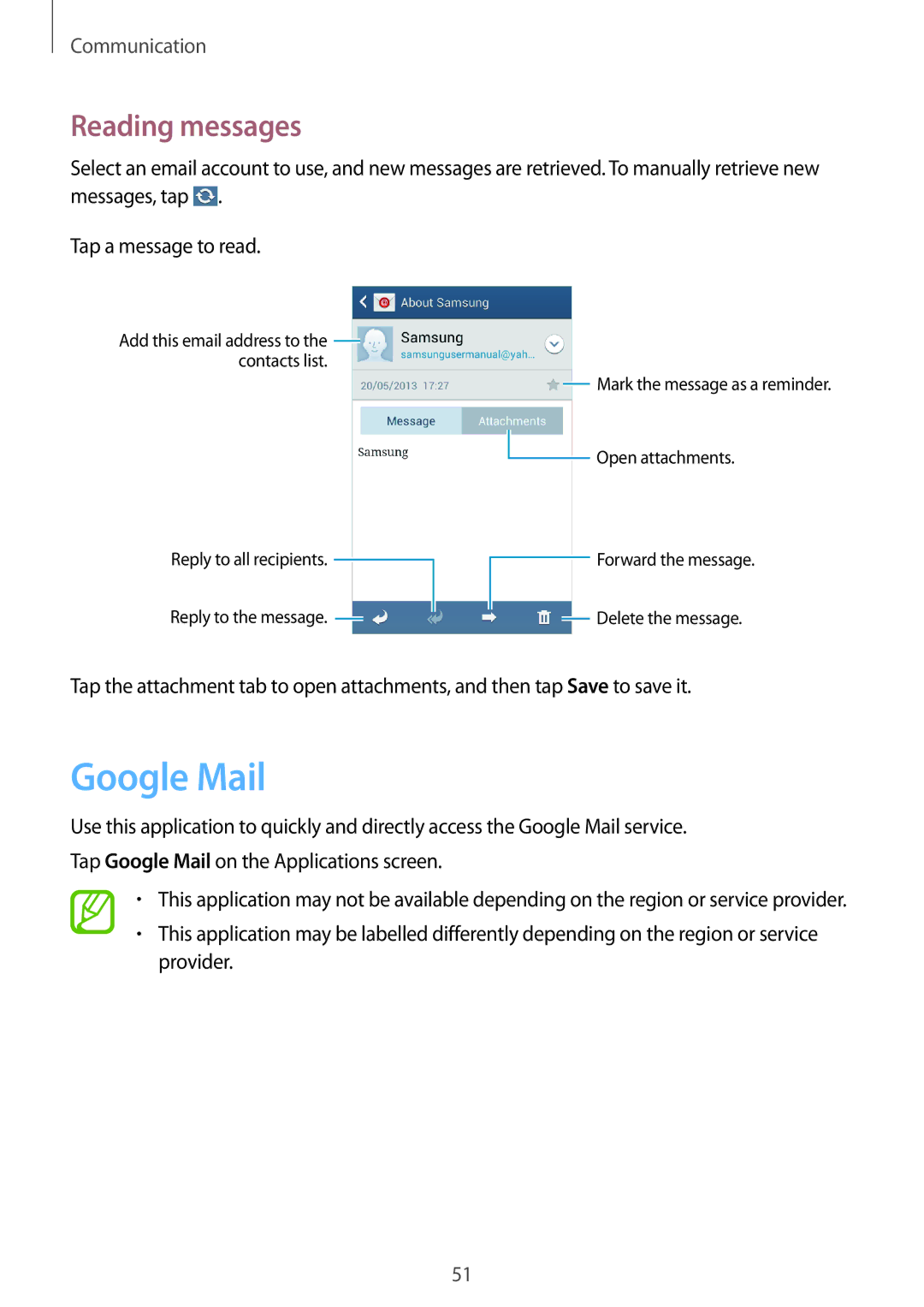 Samsung GT2S7275HKNXEH, GT-S7275HKNVIA, GT-S7275HKADBT, GT-S7275HKNDBT, GT-S7275HKNTPH manual Google Mail, Communication 