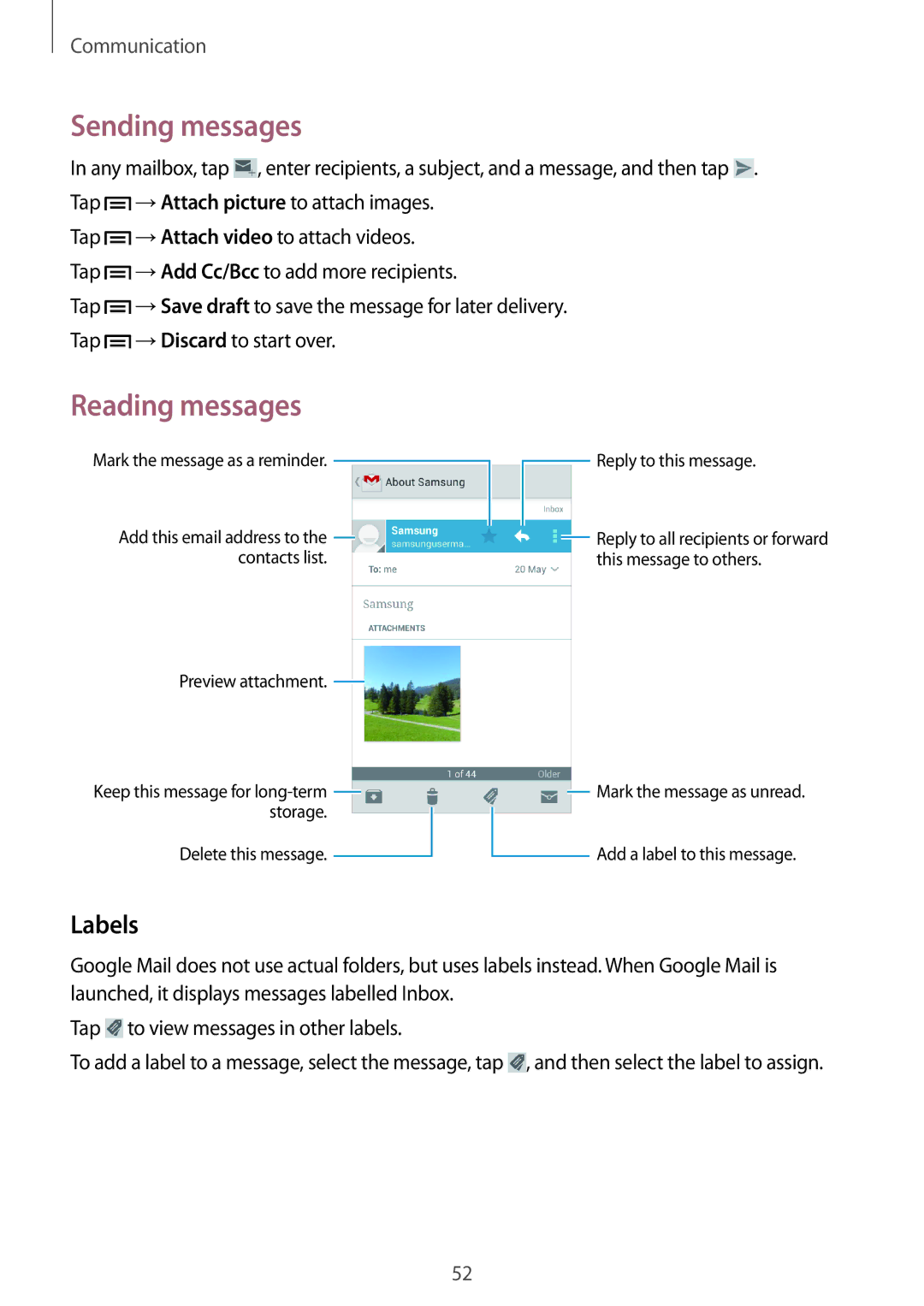 Samsung GT-S7275HKATMH, GT-S7275HKNVIA, GT-S7275HKADBT, GT-S7275HKNDBT, GT-S7275HKNTPH manual Reading messages, Labels 